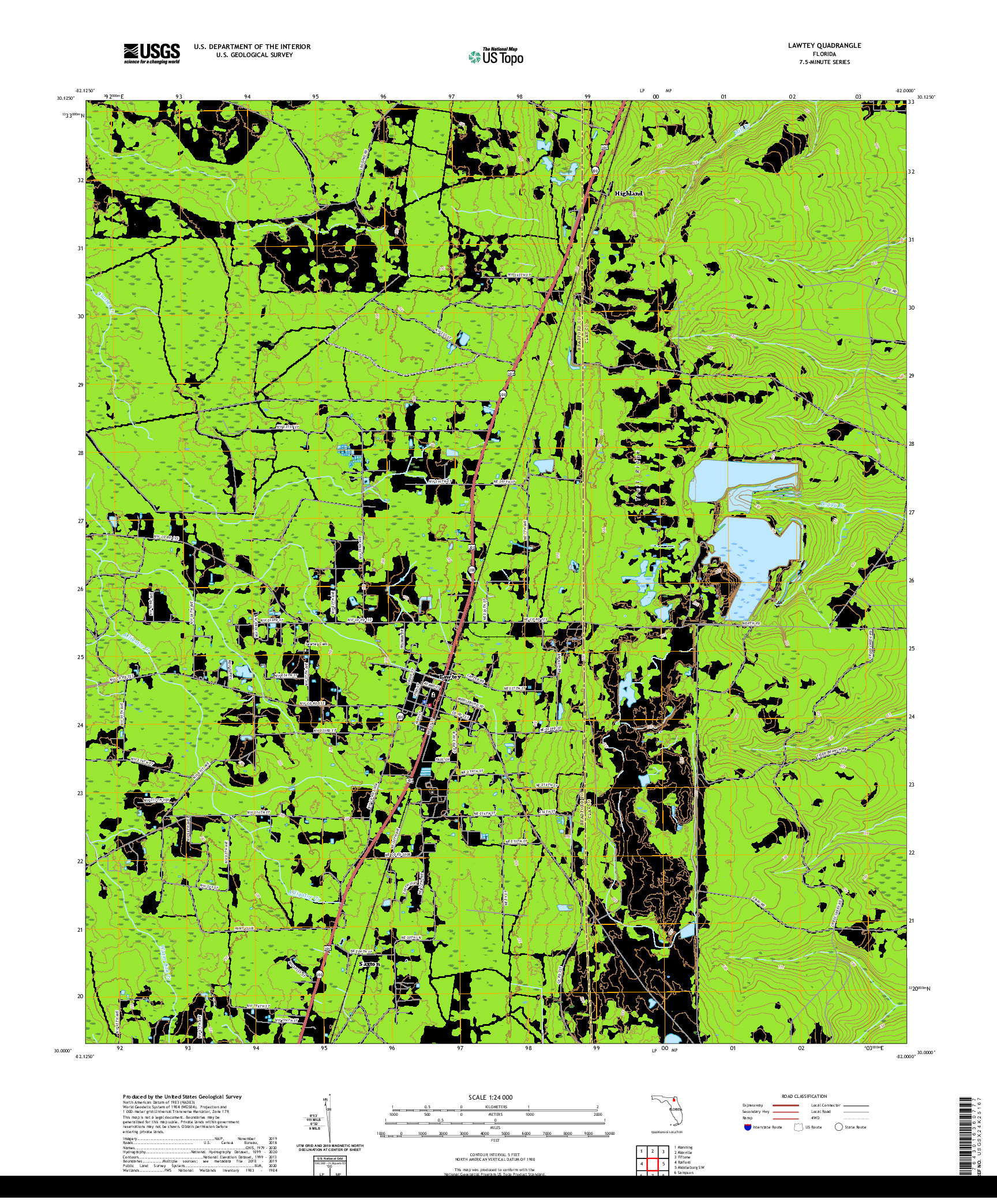 USGS US TOPO 7.5-MINUTE MAP FOR LAWTEY, FL 2021