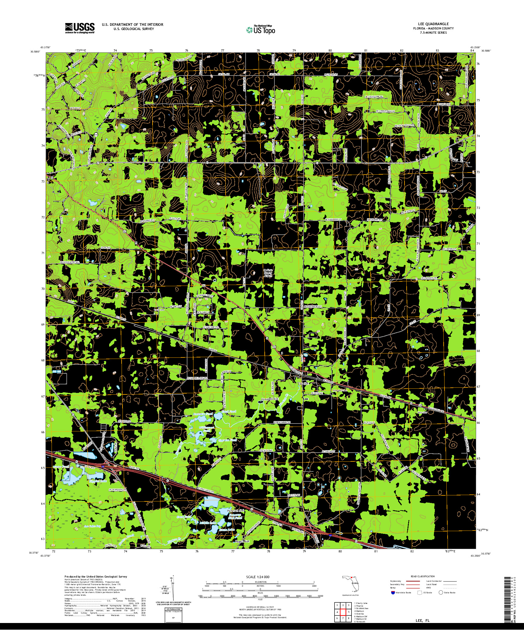 USGS US TOPO 7.5-MINUTE MAP FOR LEE, FL 2021