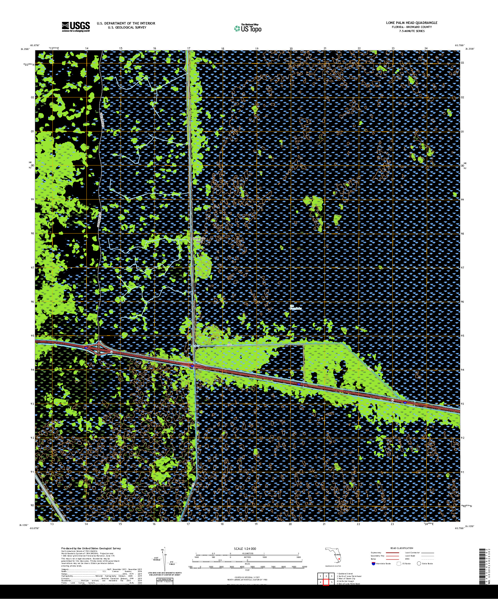 USGS US TOPO 7.5-MINUTE MAP FOR LONE PALM HEAD, FL 2021