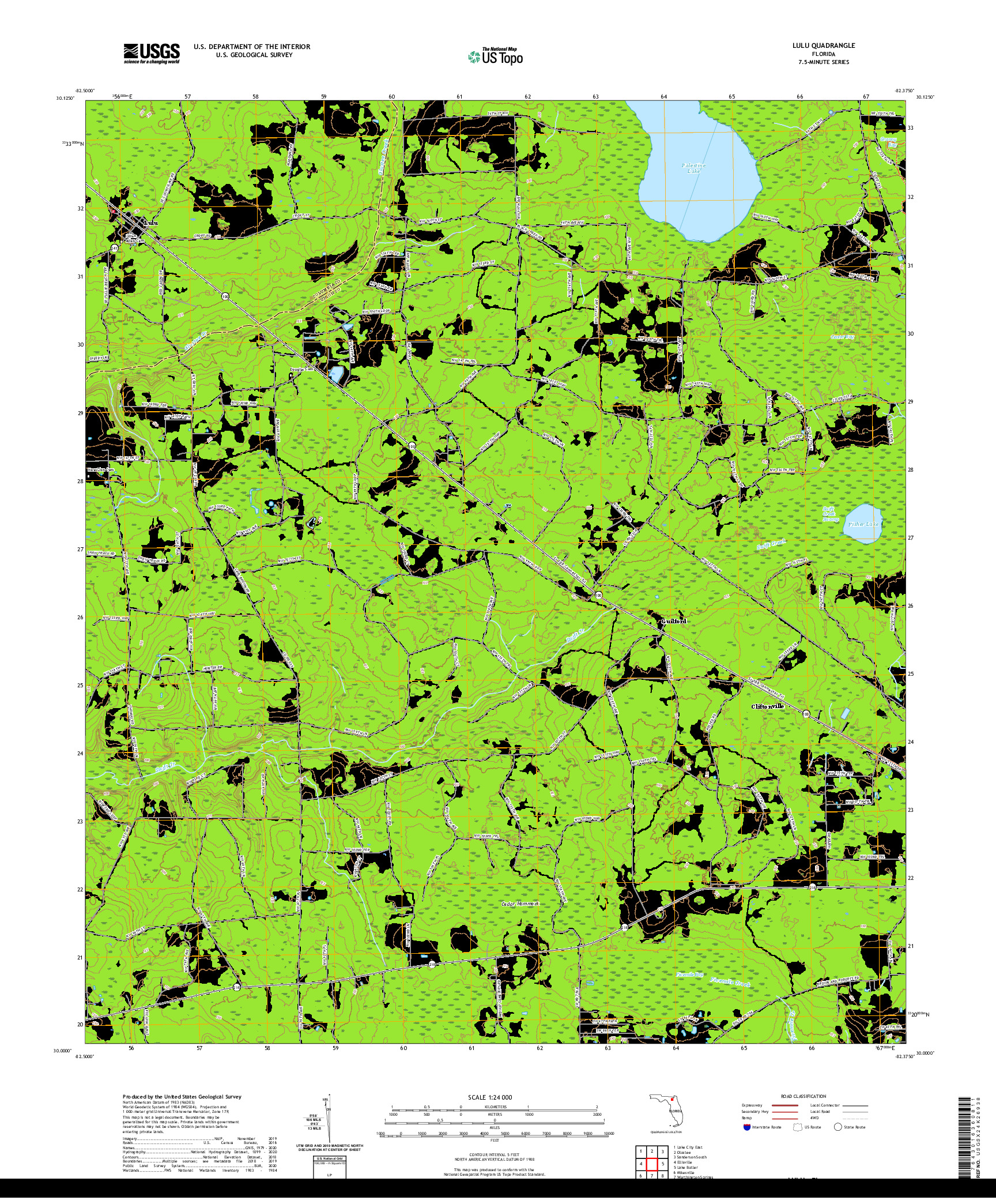 USGS US TOPO 7.5-MINUTE MAP FOR LULU, FL 2021