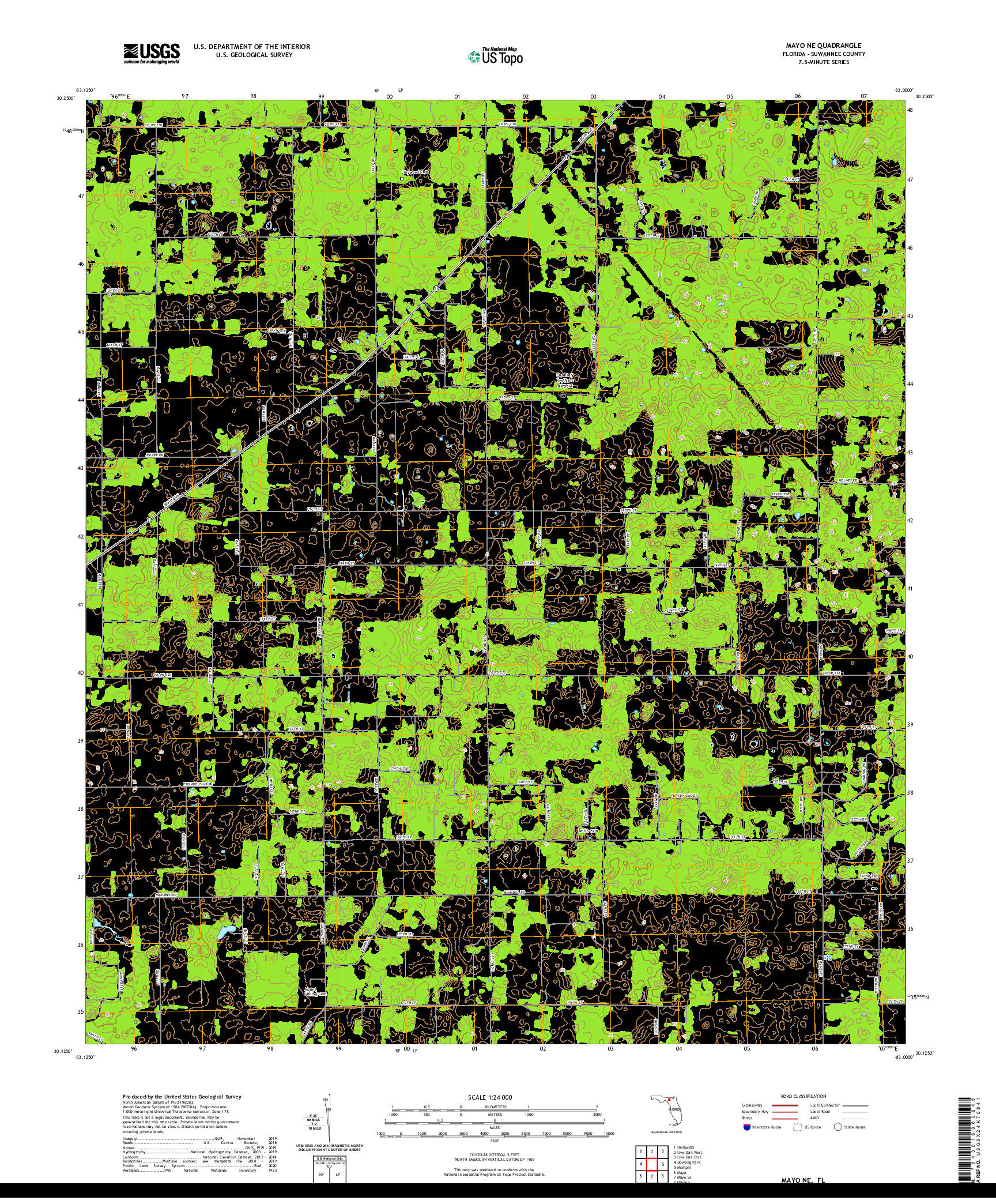 USGS US TOPO 7.5-MINUTE MAP FOR MAYO NE, FL 2021