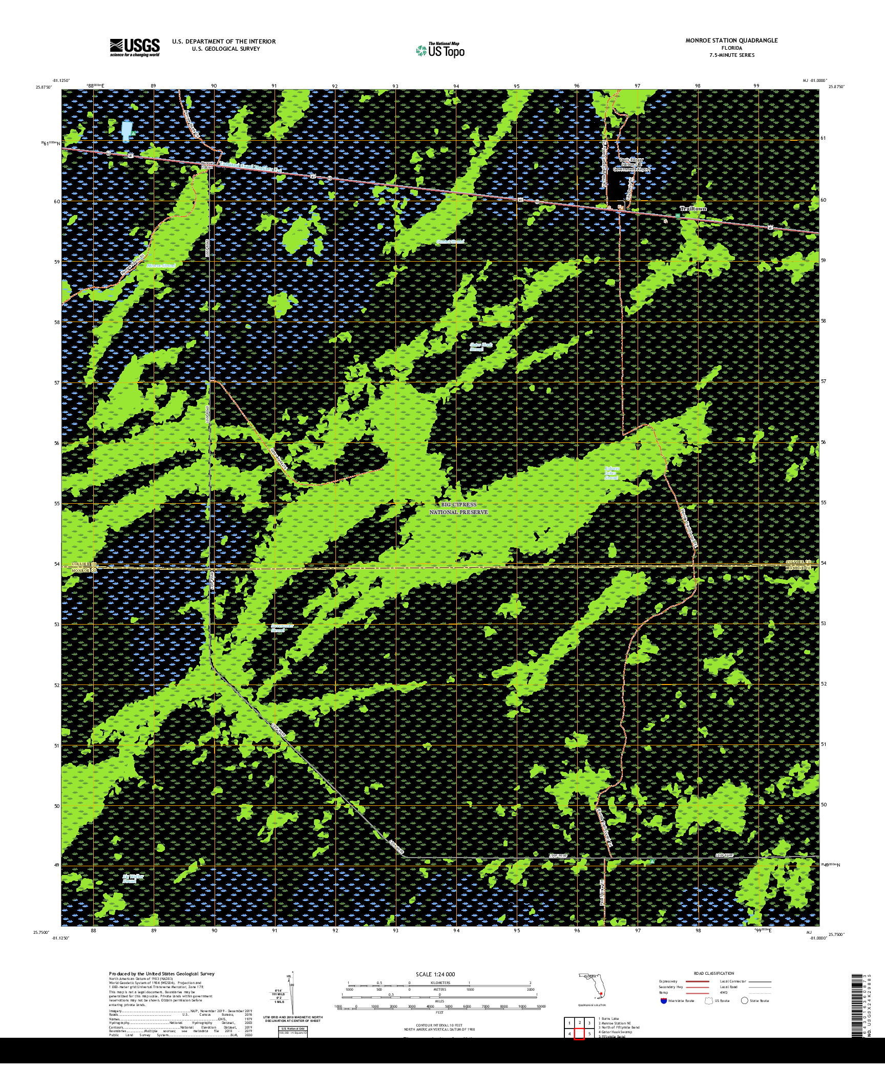 USGS US TOPO 7.5-MINUTE MAP FOR MONROE STATION, FL 2021