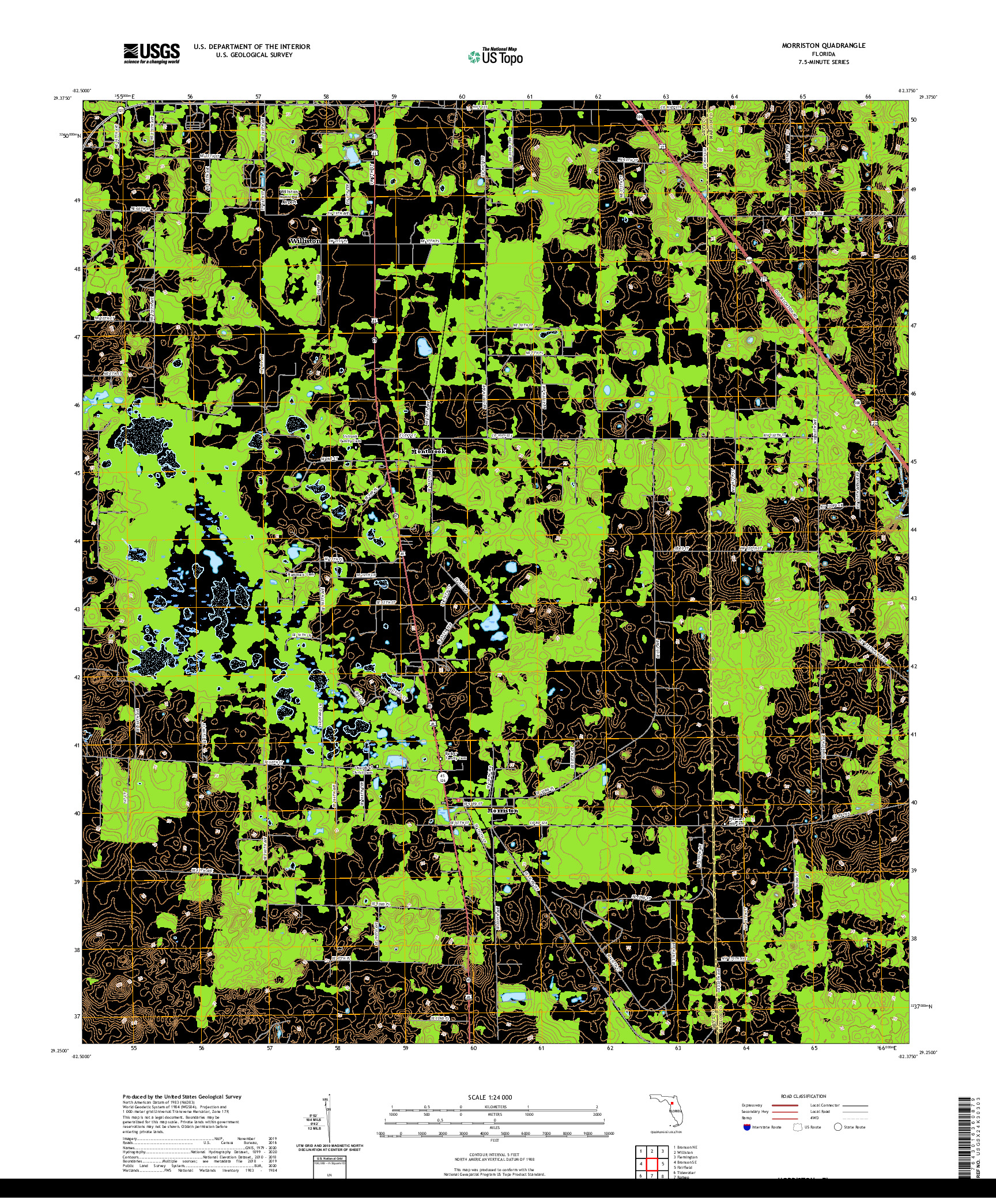 USGS US TOPO 7.5-MINUTE MAP FOR MORRISTON, FL 2021