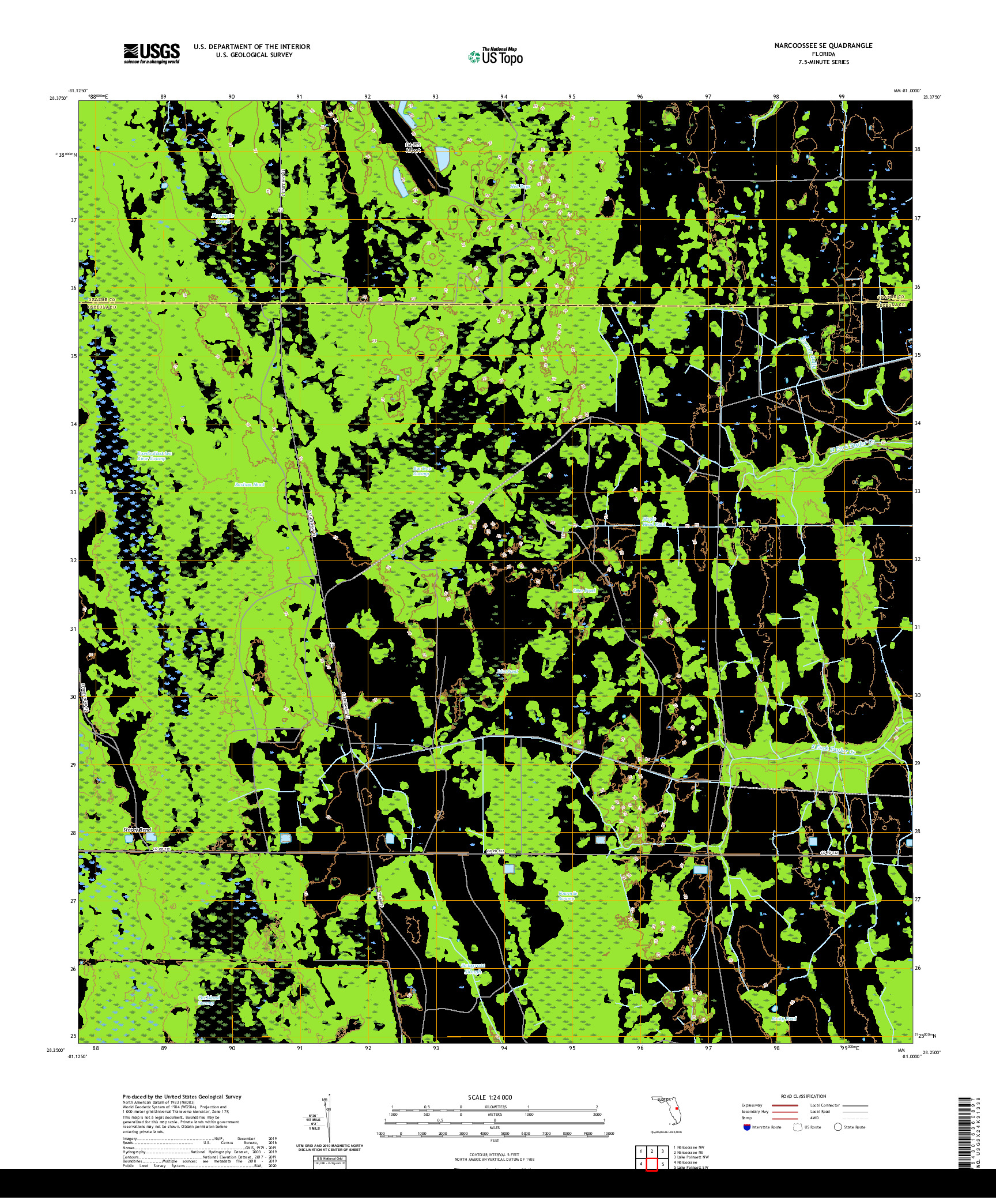 USGS US TOPO 7.5-MINUTE MAP FOR NARCOOSSEE SE, FL 2021