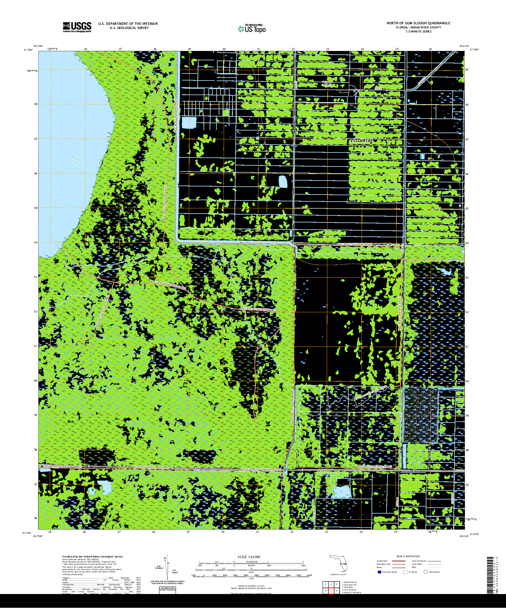 USGS US TOPO 7.5-MINUTE MAP FOR NORTH OF GUM SLOUGH, FL 2021