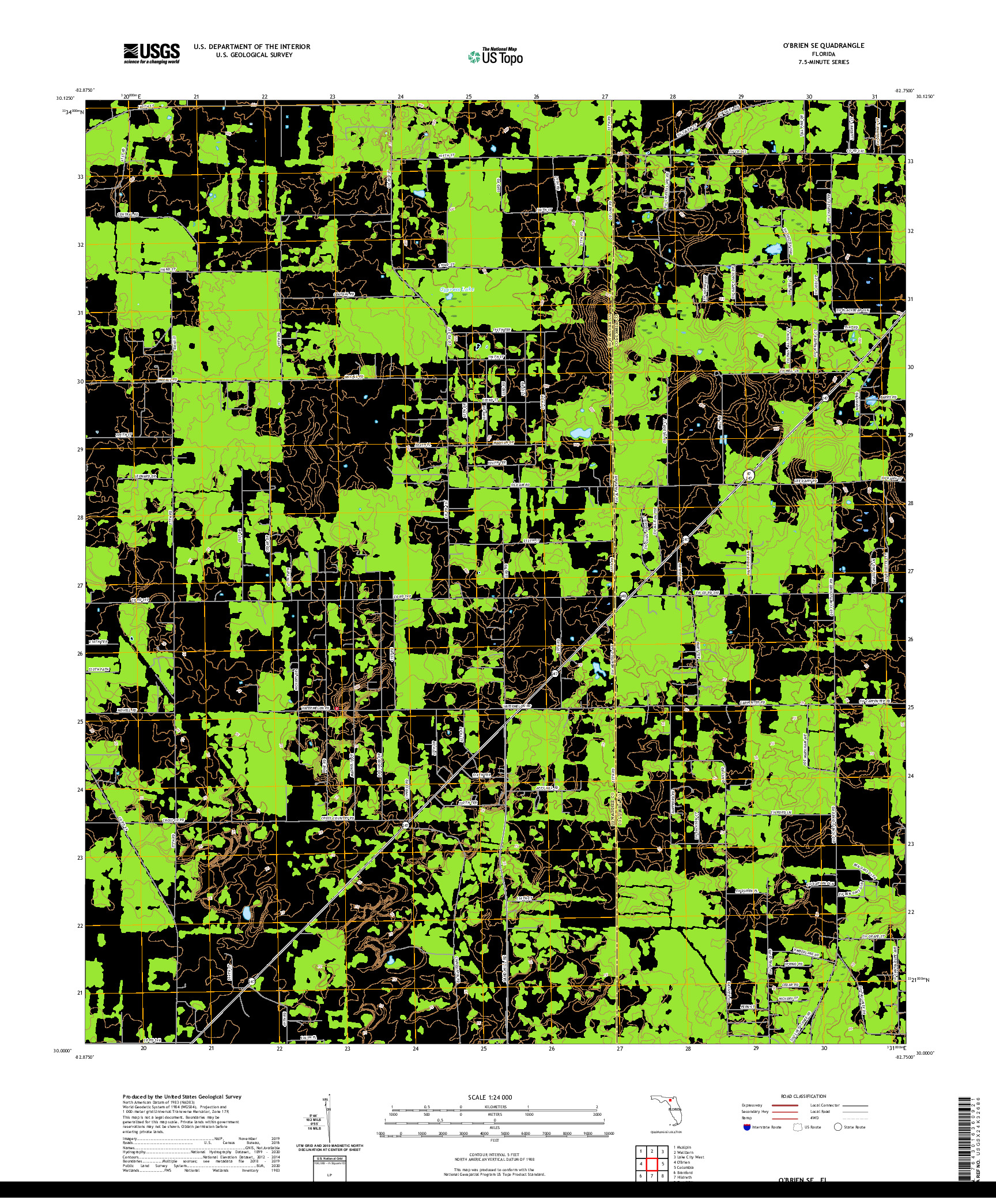 USGS US TOPO 7.5-MINUTE MAP FOR O'BRIEN SE, FL 2021