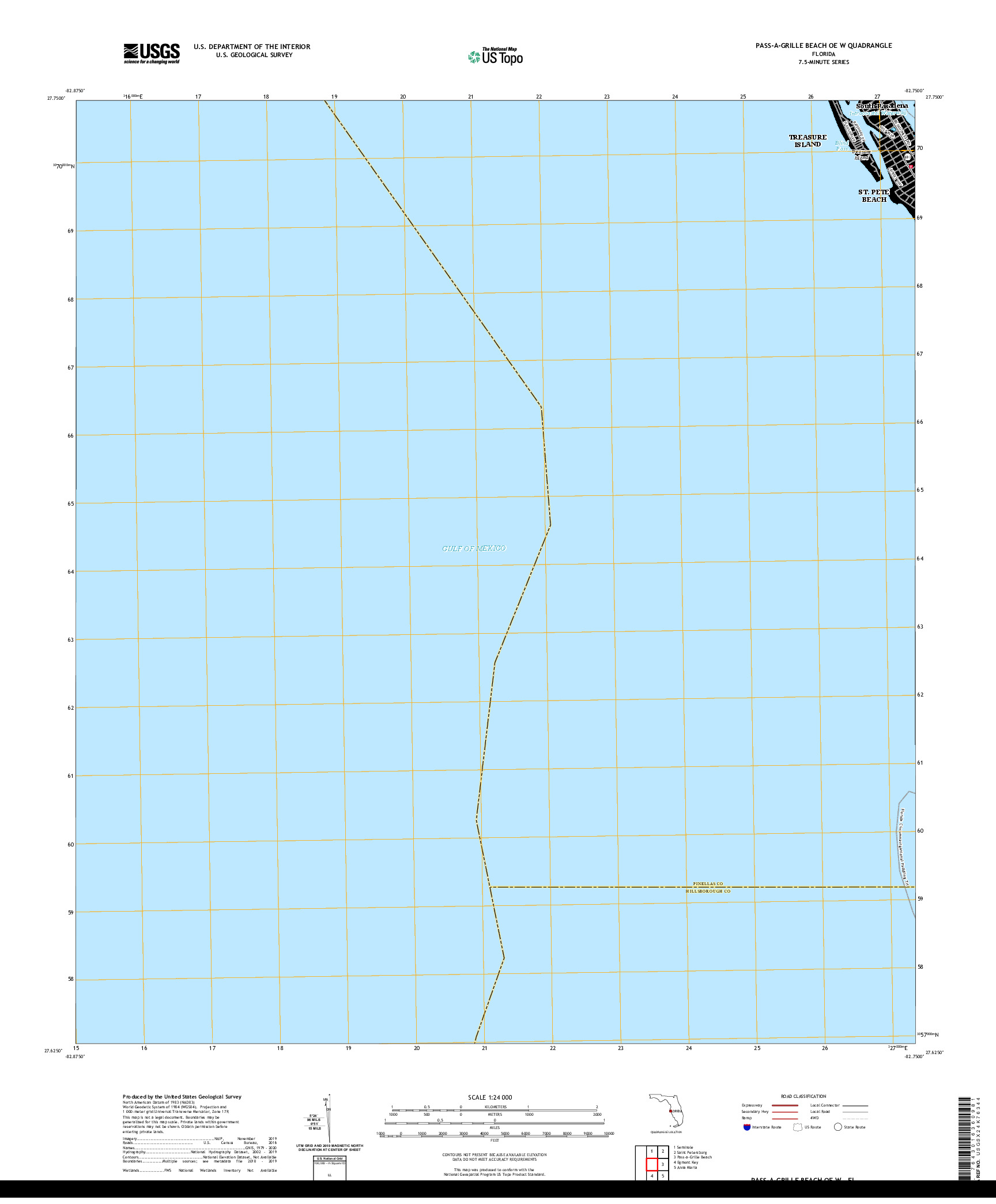 USGS US TOPO 7.5-MINUTE MAP FOR PASS-A-GRILLE BEACH OE W, FL 2021