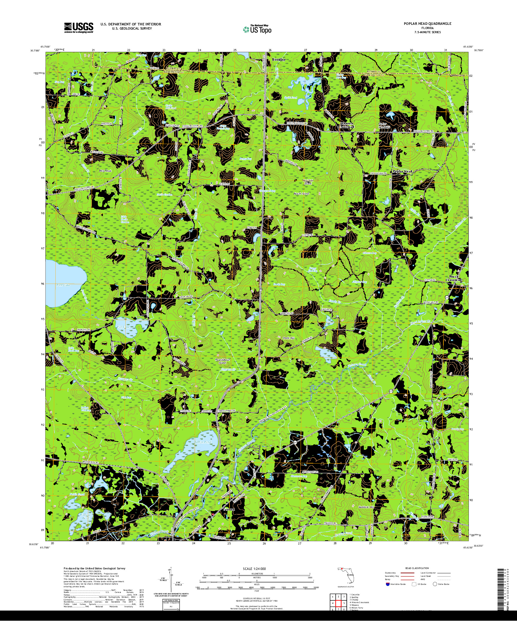 USGS US TOPO 7.5-MINUTE MAP FOR POPLAR HEAD, FL 2021