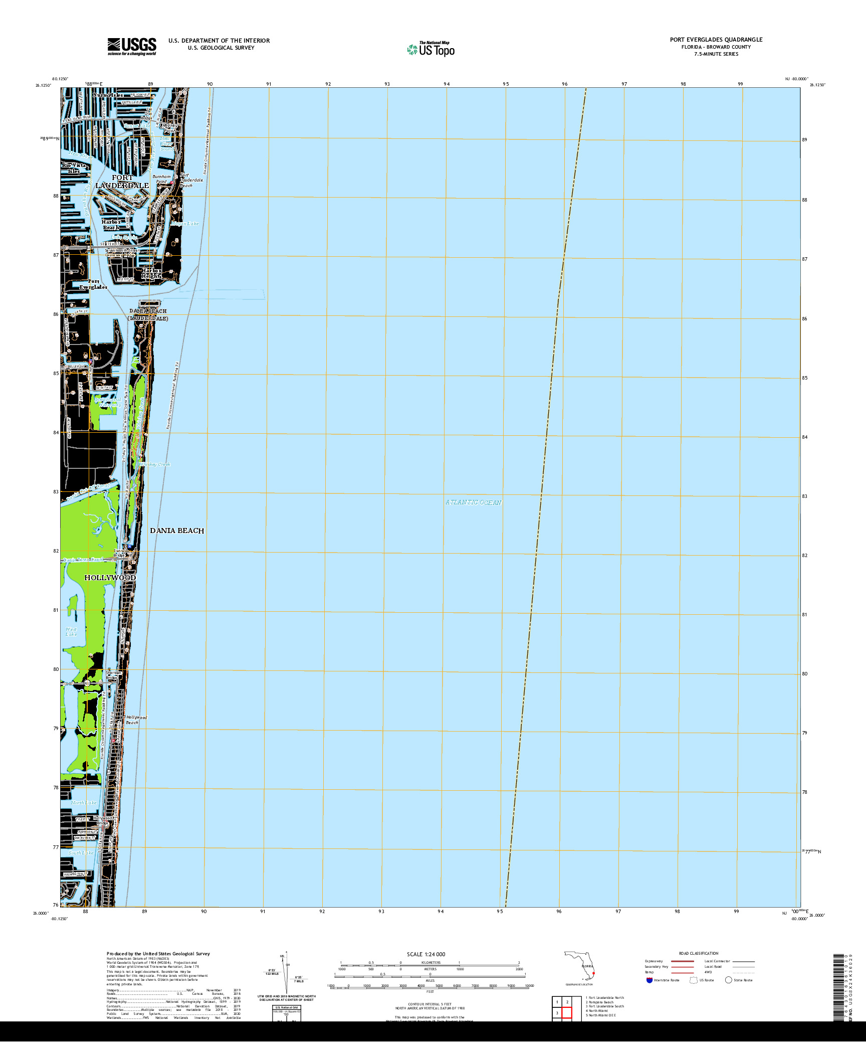 USGS US TOPO 7.5-MINUTE MAP FOR PORT EVERGLADES, FL 2021