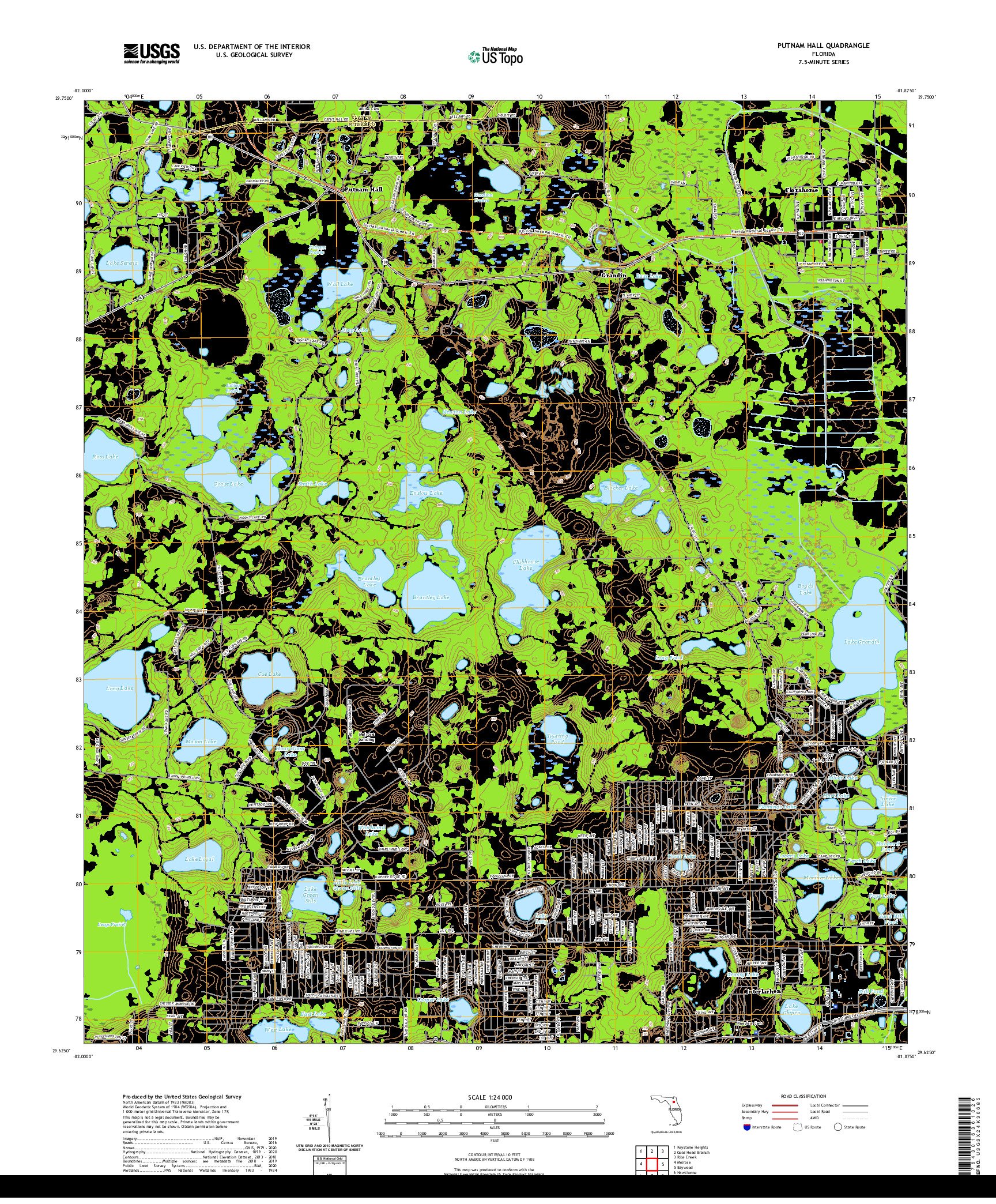 USGS US TOPO 7.5-MINUTE MAP FOR PUTNAM HALL, FL 2021