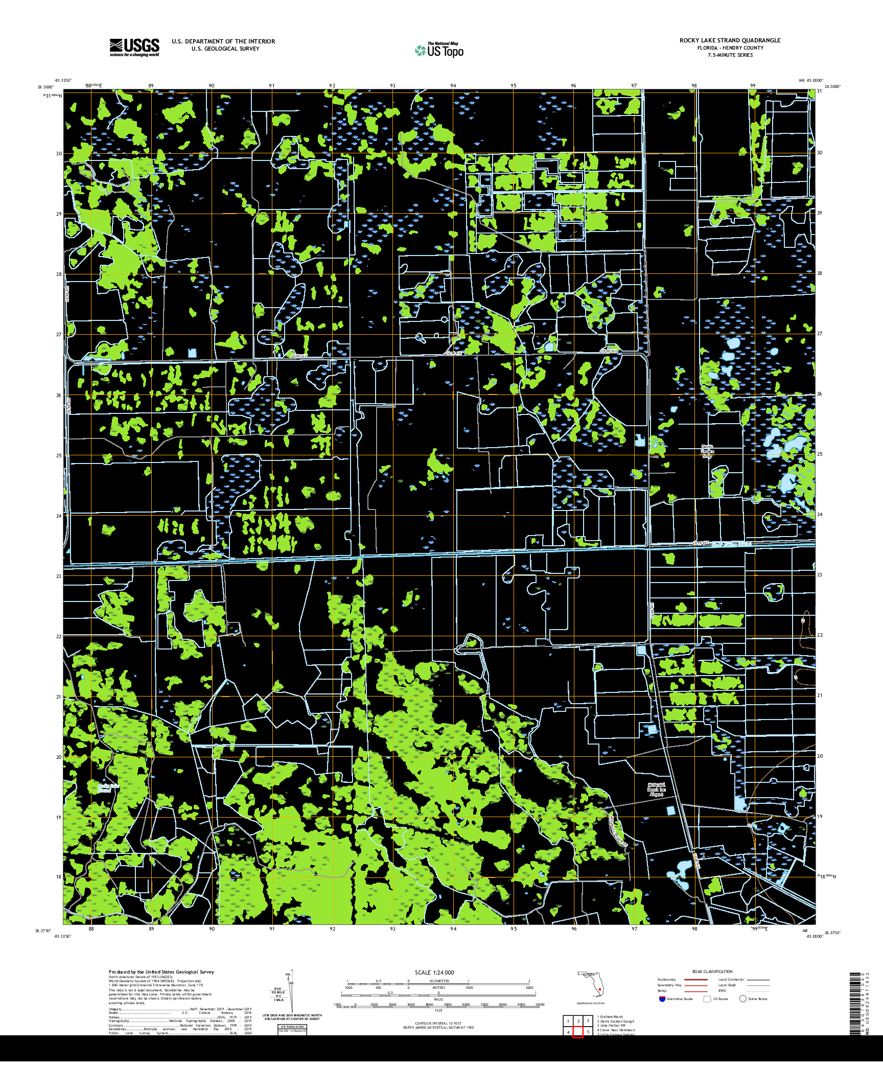 USGS US TOPO 7.5-MINUTE MAP FOR ROCKY LAKE STRAND, FL 2021