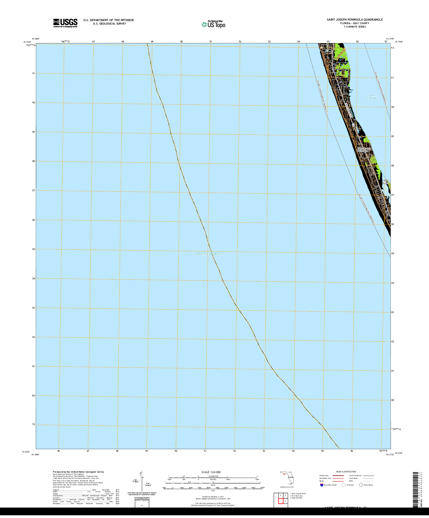 USGS US TOPO 7.5-MINUTE MAP FOR SAINT JOSEPH PENINSULA, FL 2021