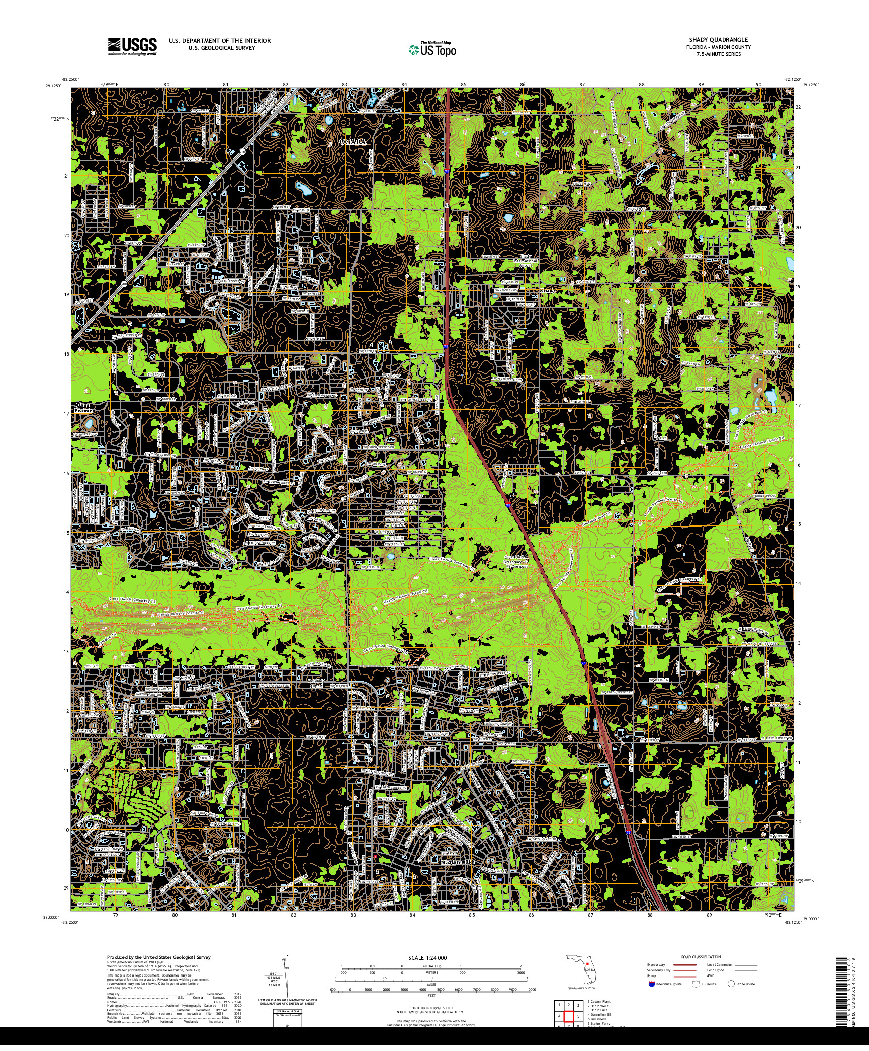 USGS US TOPO 7.5-MINUTE MAP FOR SHADY, FL 2021