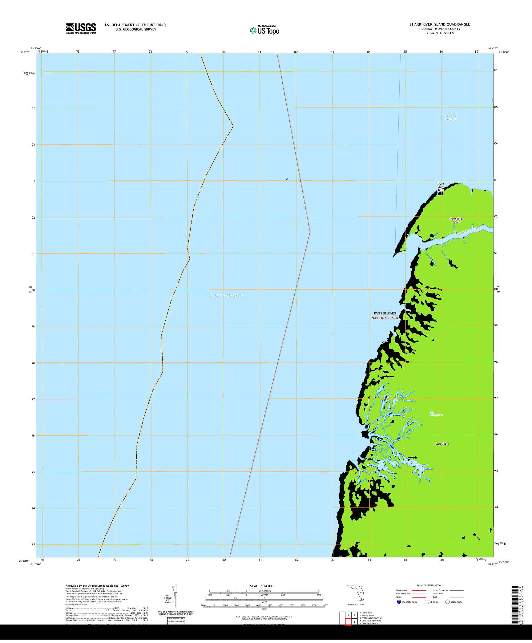 USGS US TOPO 7.5-MINUTE MAP FOR SHARK RIVER ISLAND, FL 2021