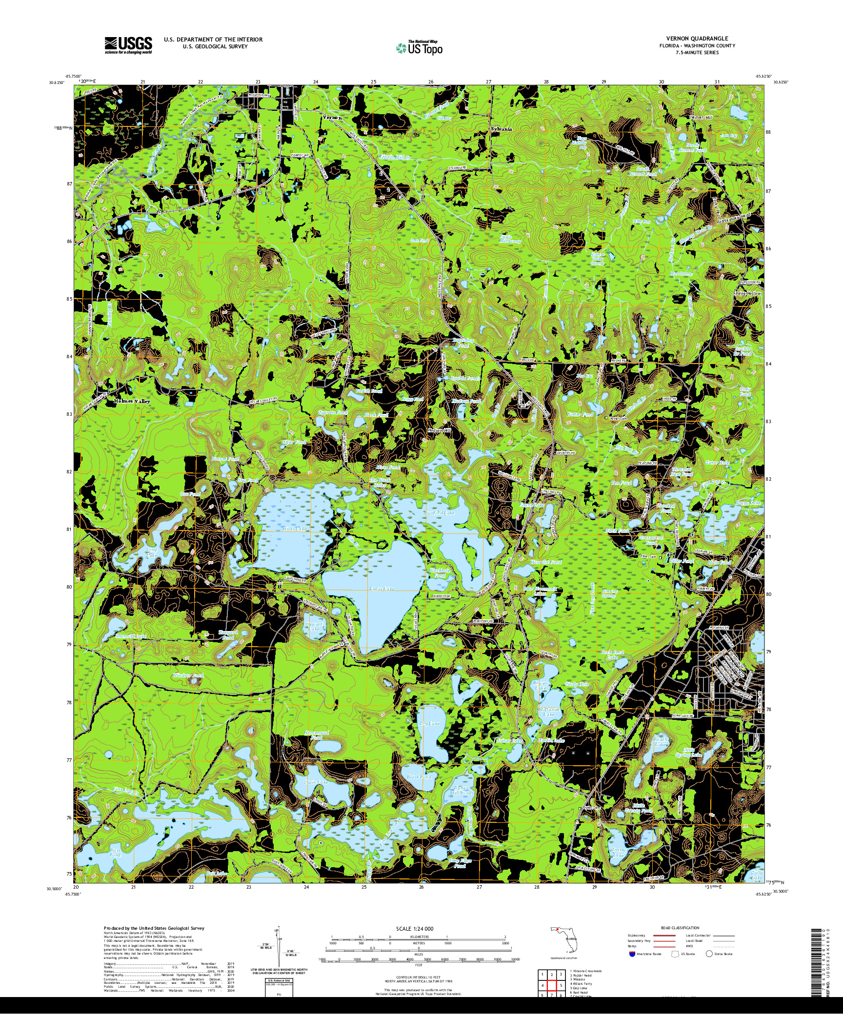 USGS US TOPO 7.5-MINUTE MAP FOR VERNON, FL 2021