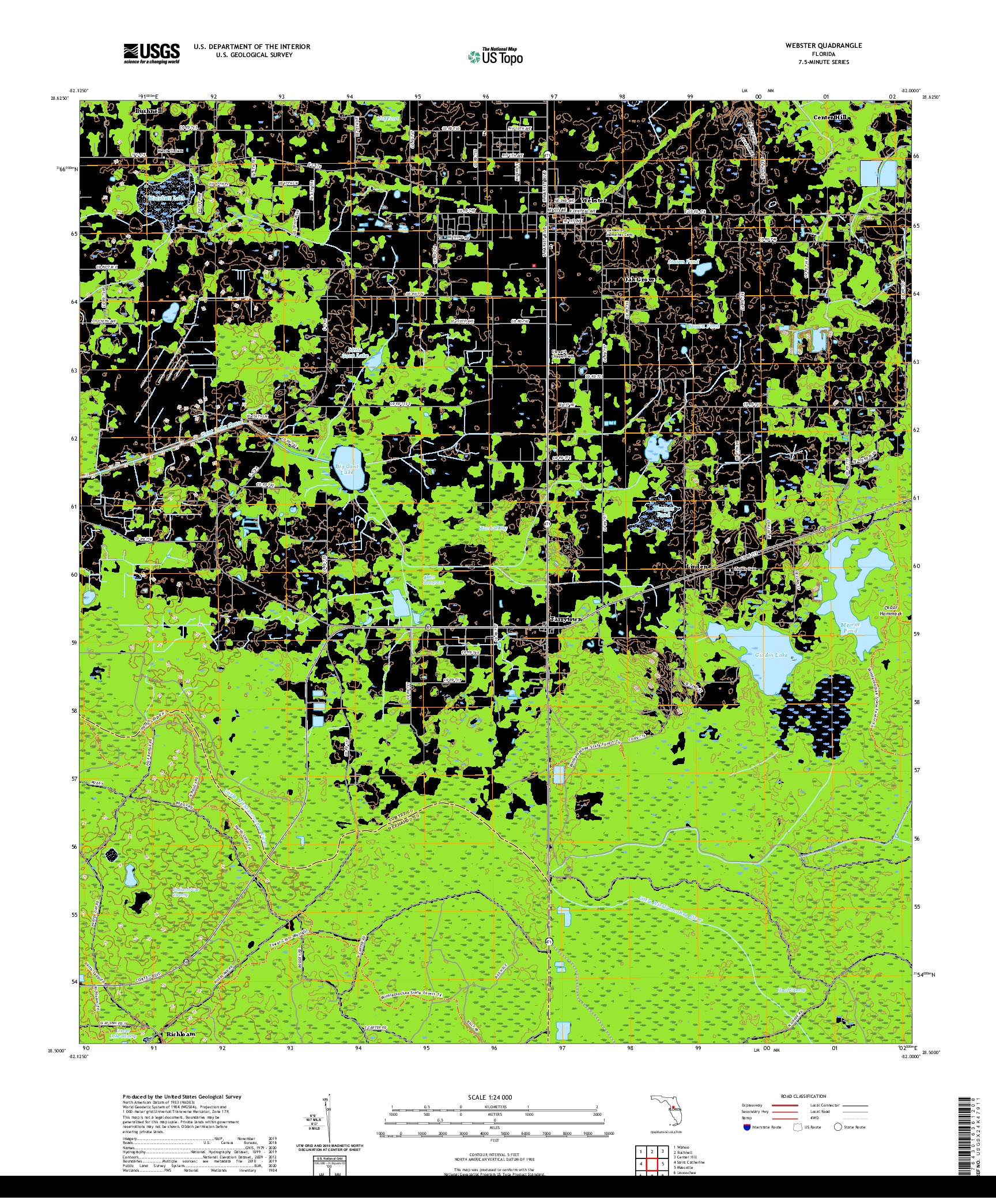 USGS US TOPO 7.5-MINUTE MAP FOR WEBSTER, FL 2021