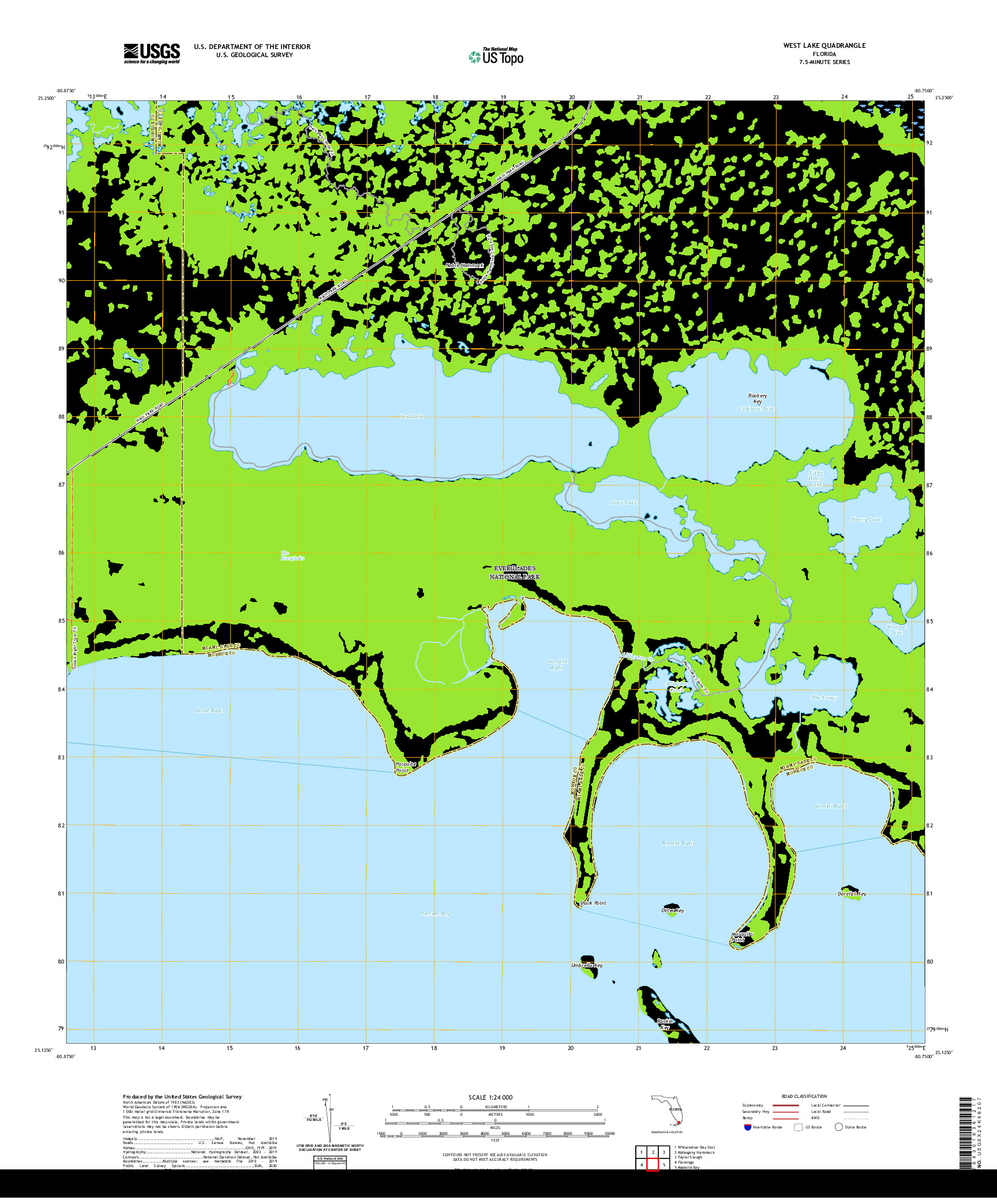 USGS US TOPO 7.5-MINUTE MAP FOR WEST LAKE, FL 2021