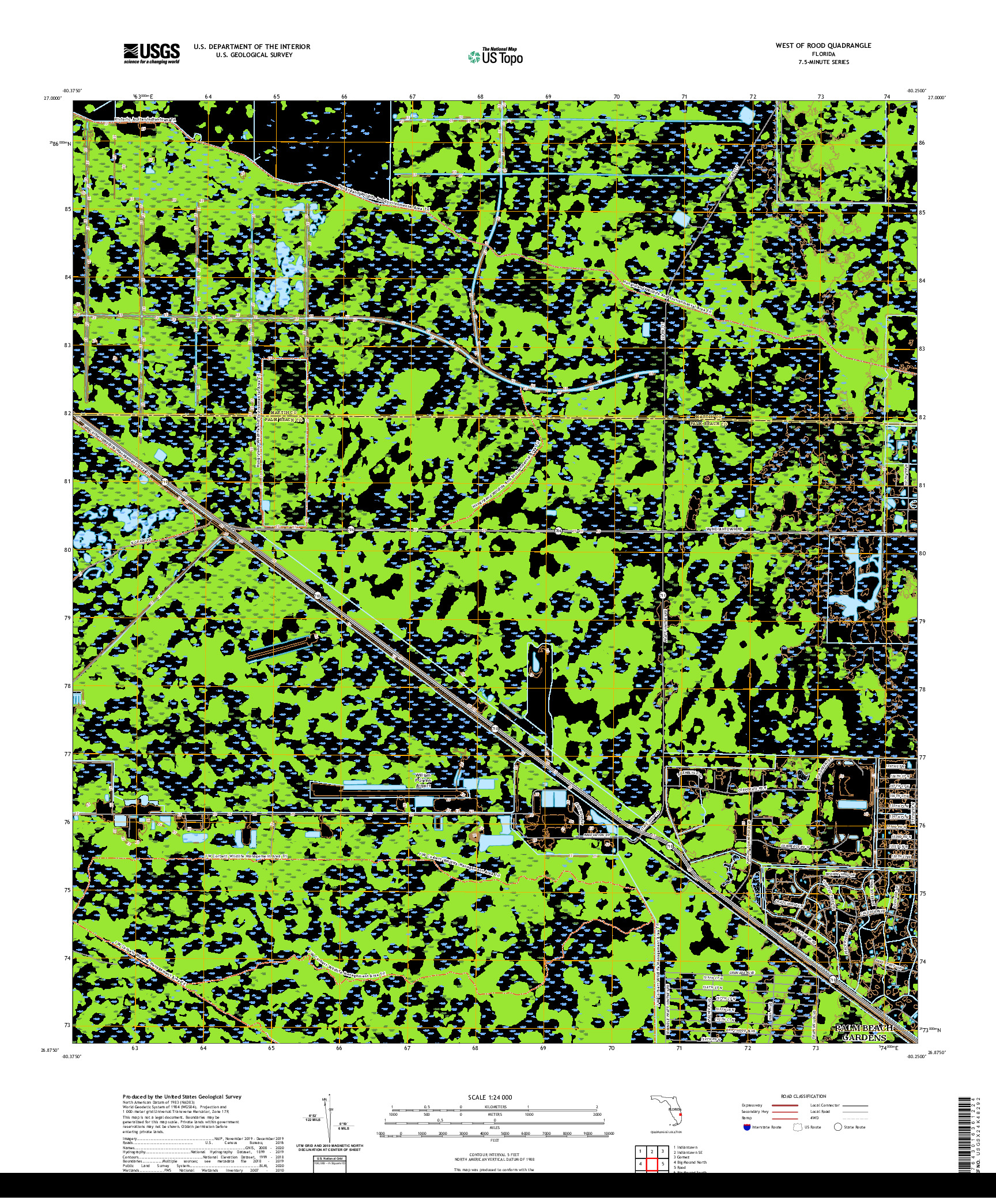 USGS US TOPO 7.5-MINUTE MAP FOR WEST OF ROOD, FL 2021