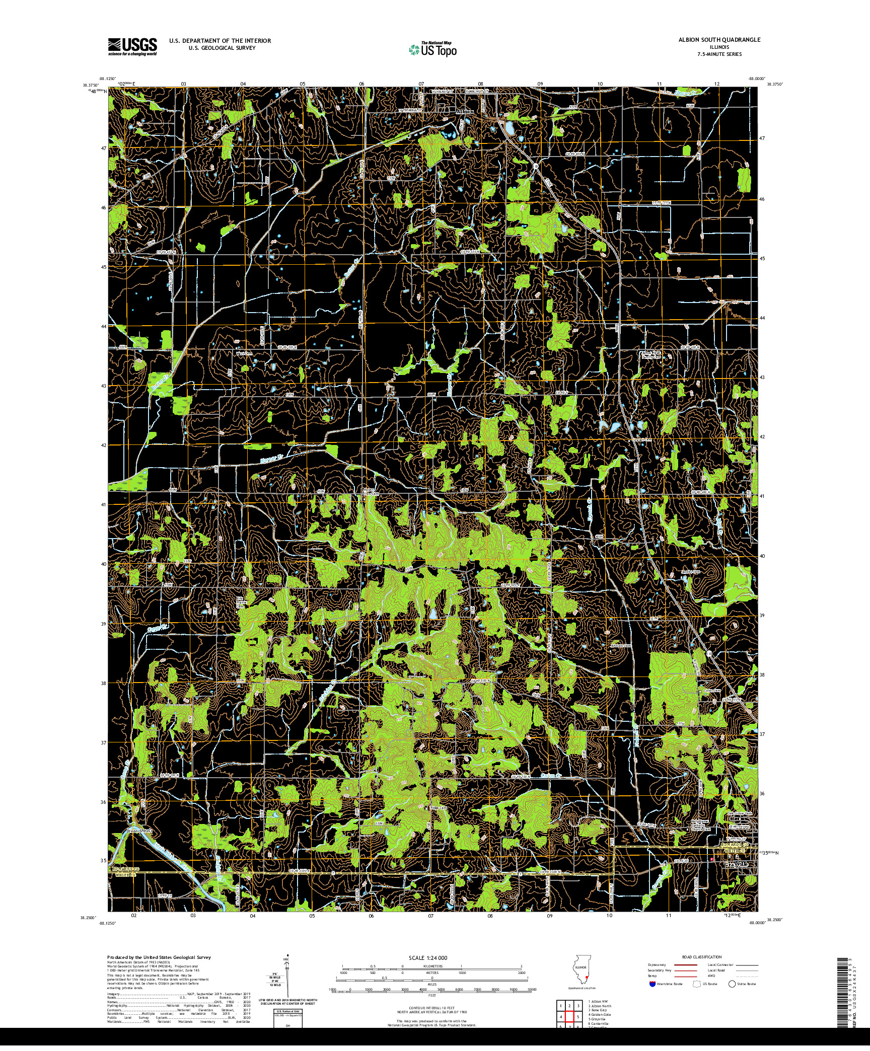 USGS US TOPO 7.5-MINUTE MAP FOR ALBION SOUTH, IL 2021