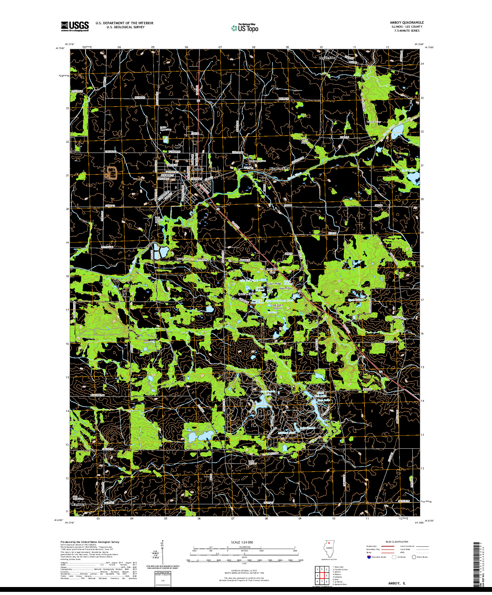 USGS US TOPO 7.5-MINUTE MAP FOR AMBOY, IL 2021