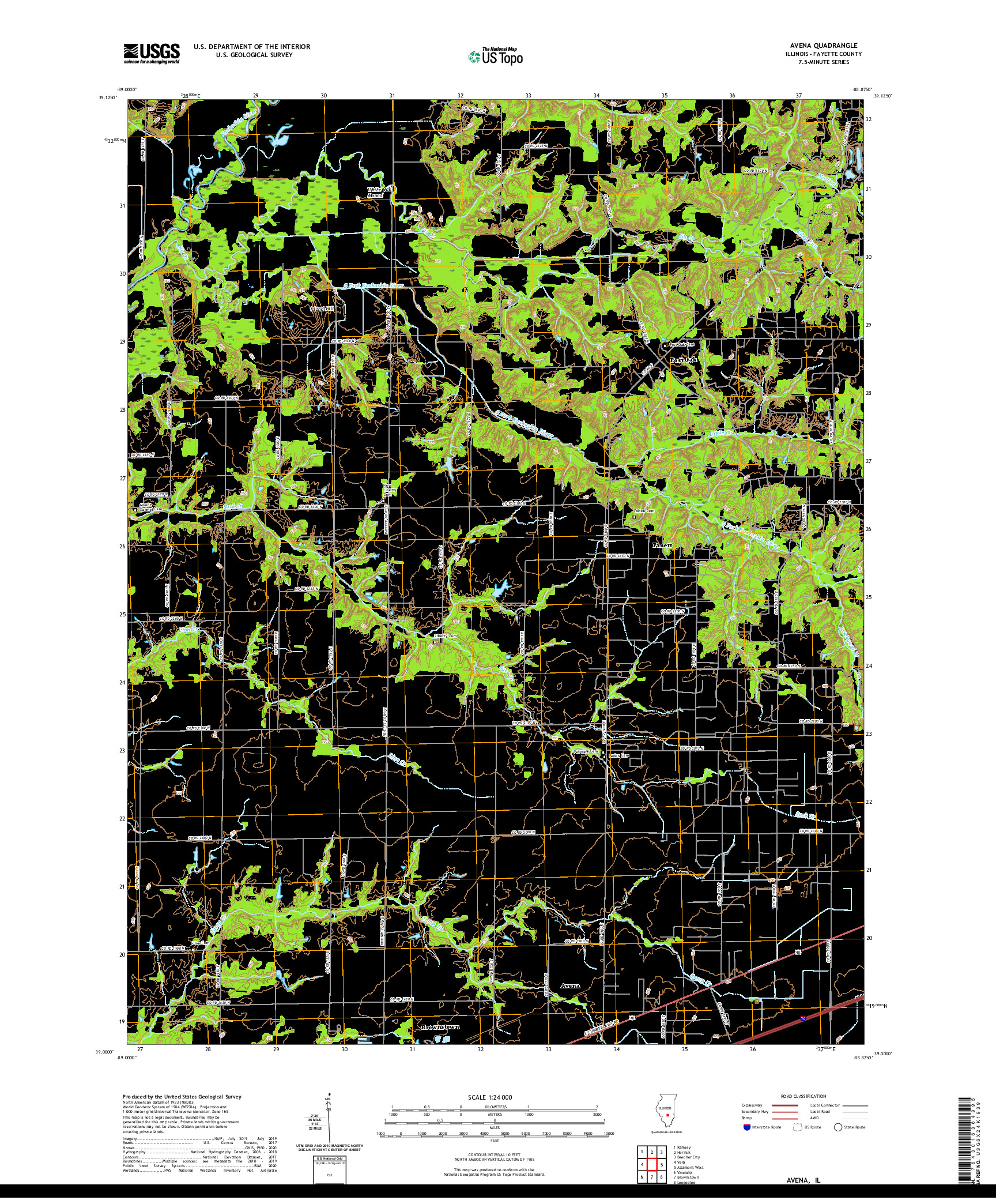 USGS US TOPO 7.5-MINUTE MAP FOR AVENA, IL 2021