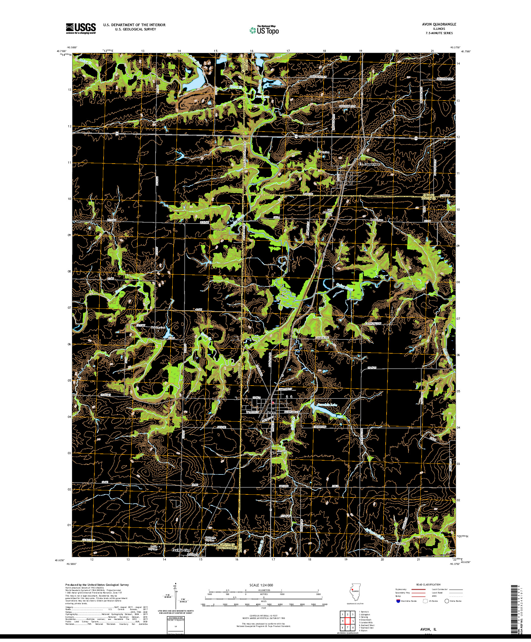 USGS US TOPO 7.5-MINUTE MAP FOR AVON, IL 2021