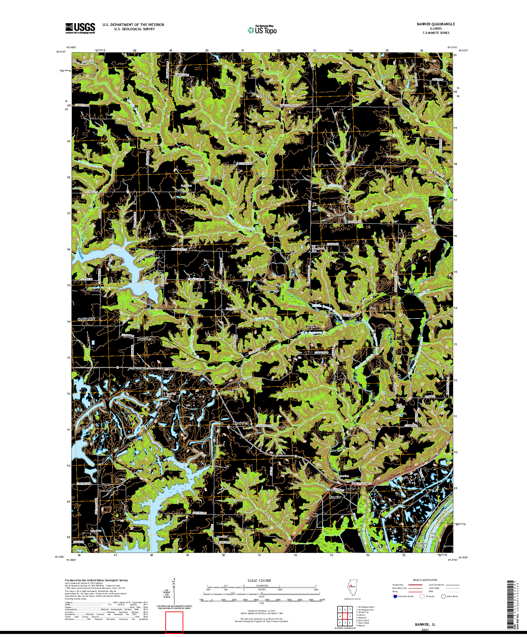 USGS US TOPO 7.5-MINUTE MAP FOR BANNER, IL 2021