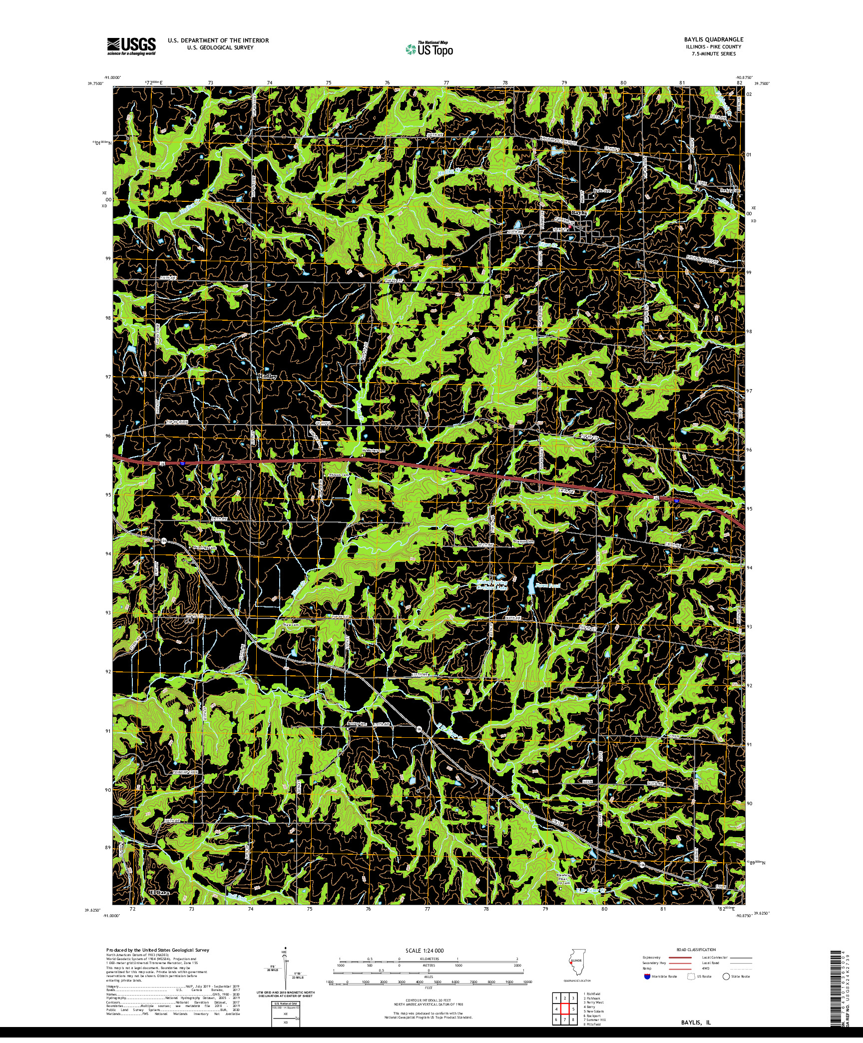 USGS US TOPO 7.5-MINUTE MAP FOR BAYLIS, IL 2021