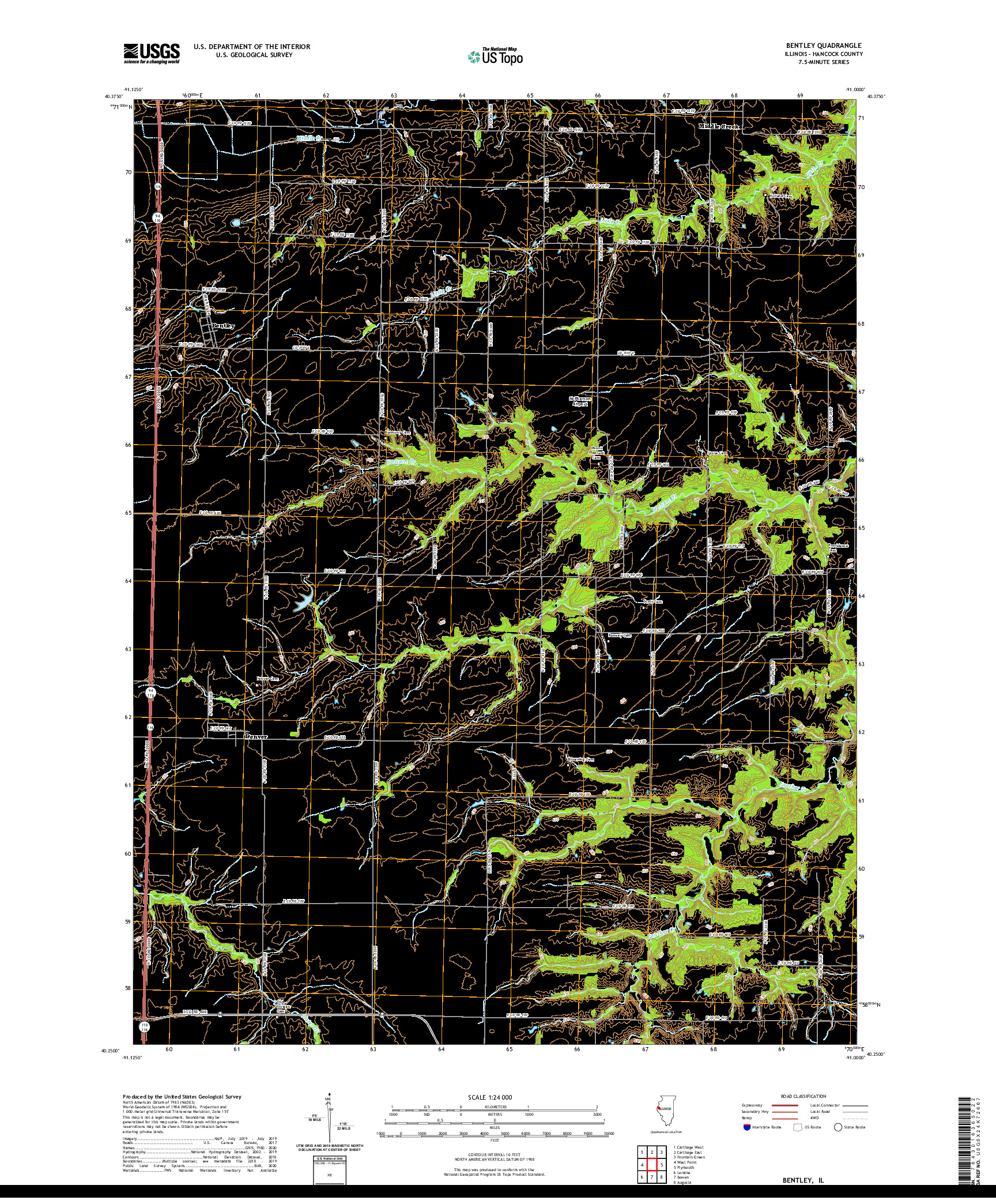 USGS US TOPO 7.5-MINUTE MAP FOR BENTLEY, IL 2021