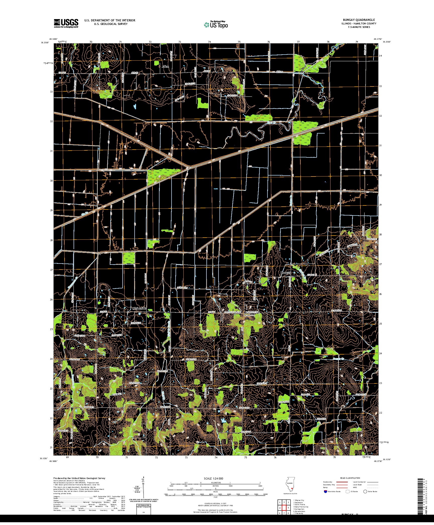 USGS US TOPO 7.5-MINUTE MAP FOR BUNGAY, IL 2021