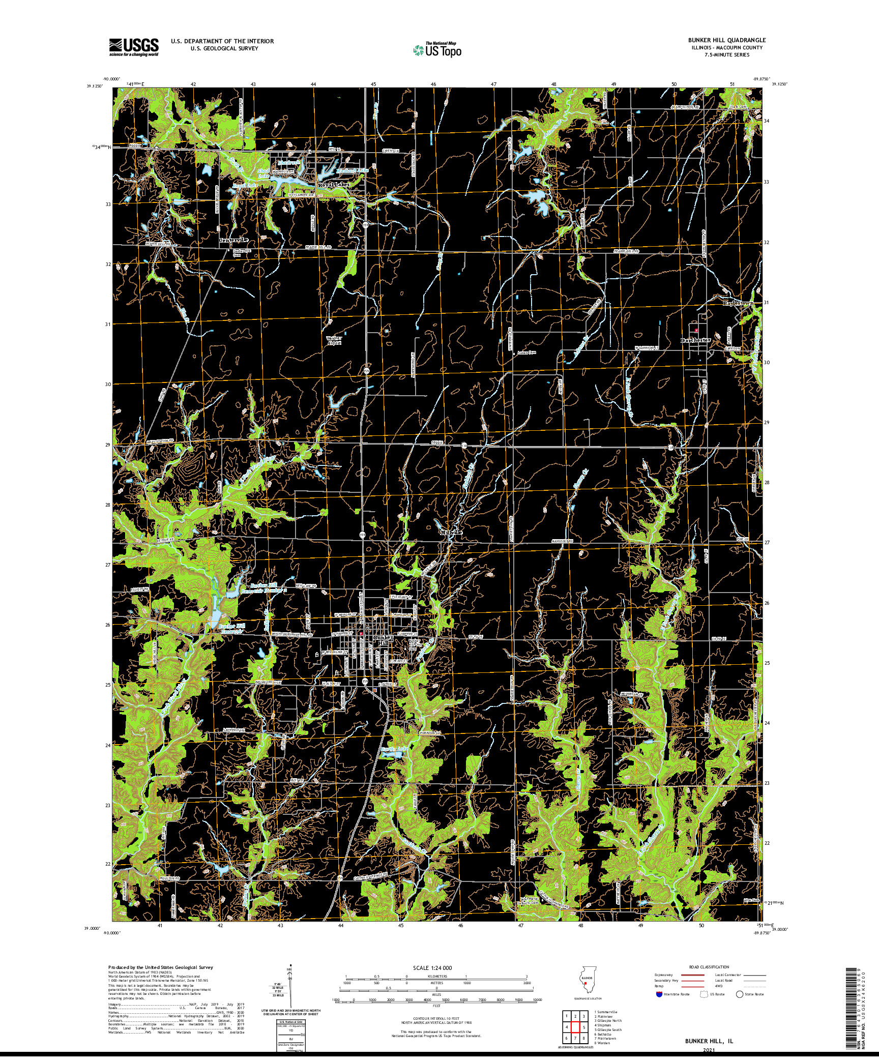 USGS US TOPO 7.5-MINUTE MAP FOR BUNKER HILL, IL 2021