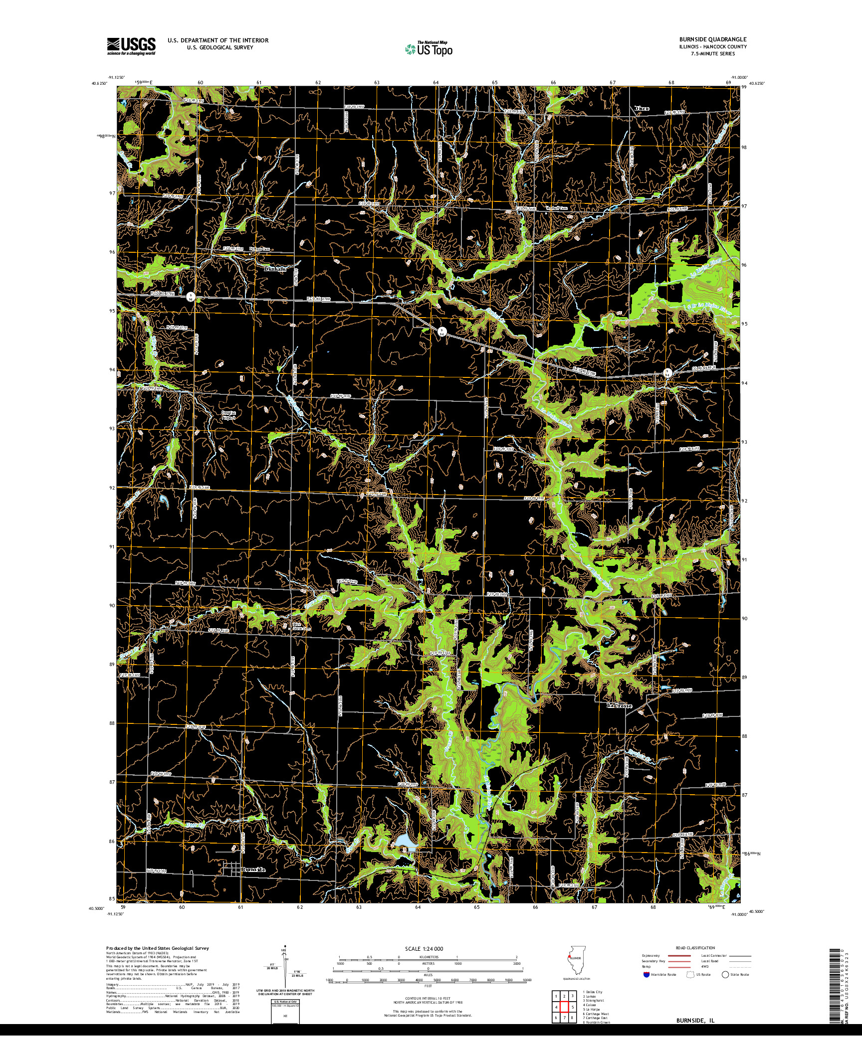 USGS US TOPO 7.5-MINUTE MAP FOR BURNSIDE, IL 2021