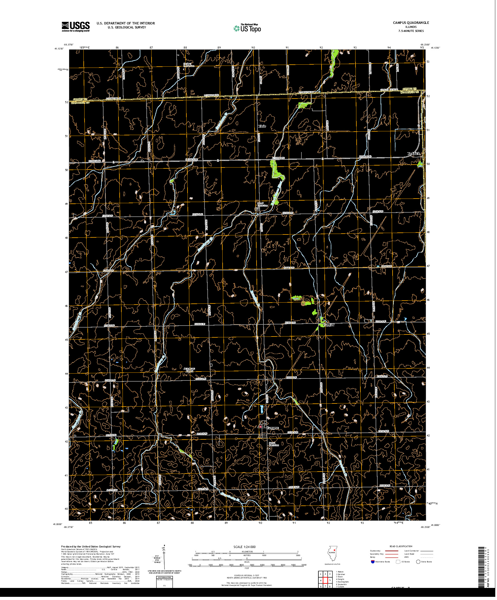 USGS US TOPO 7.5-MINUTE MAP FOR CAMPUS, IL 2021