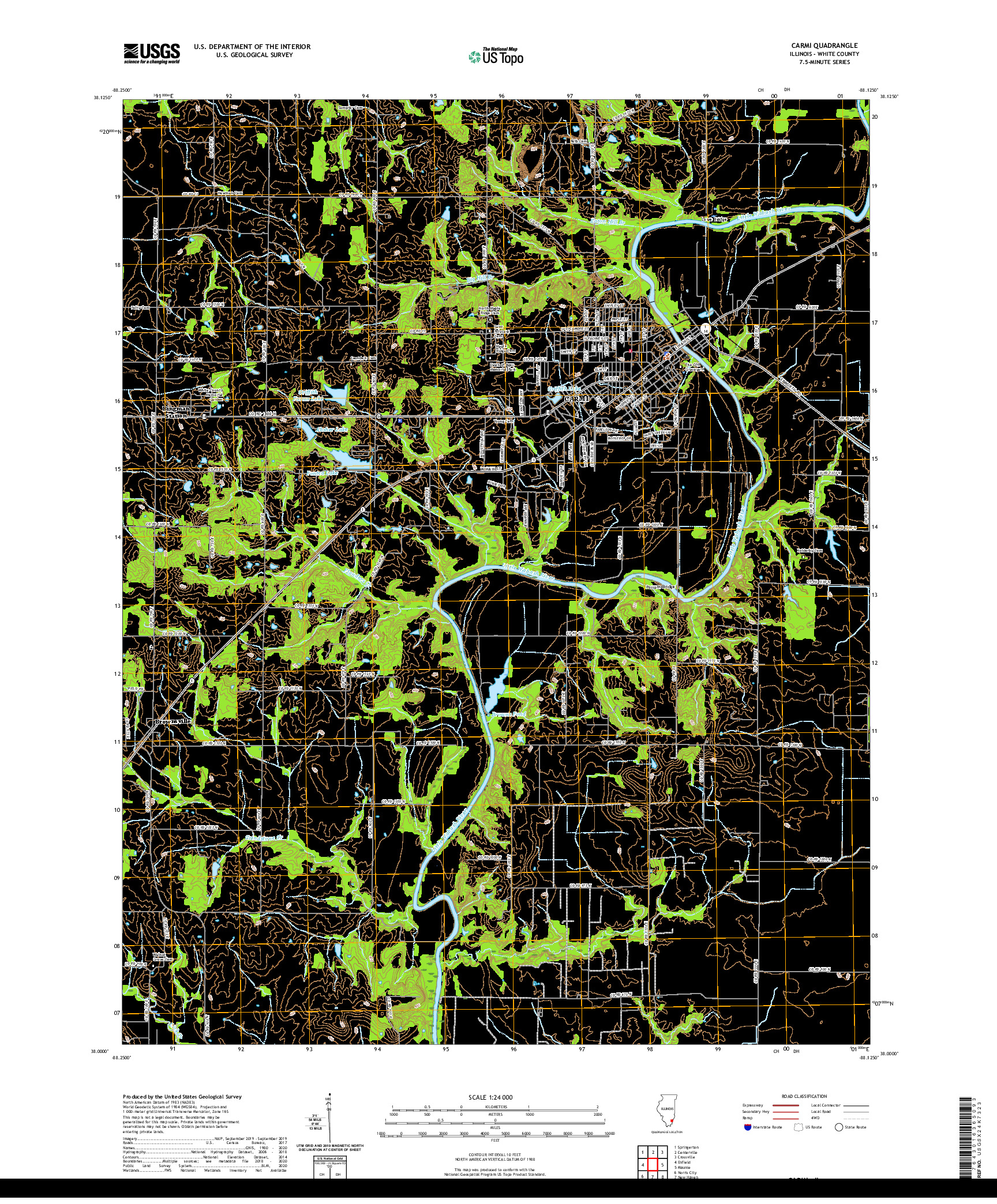 USGS US TOPO 7.5-MINUTE MAP FOR CARMI, IL 2021