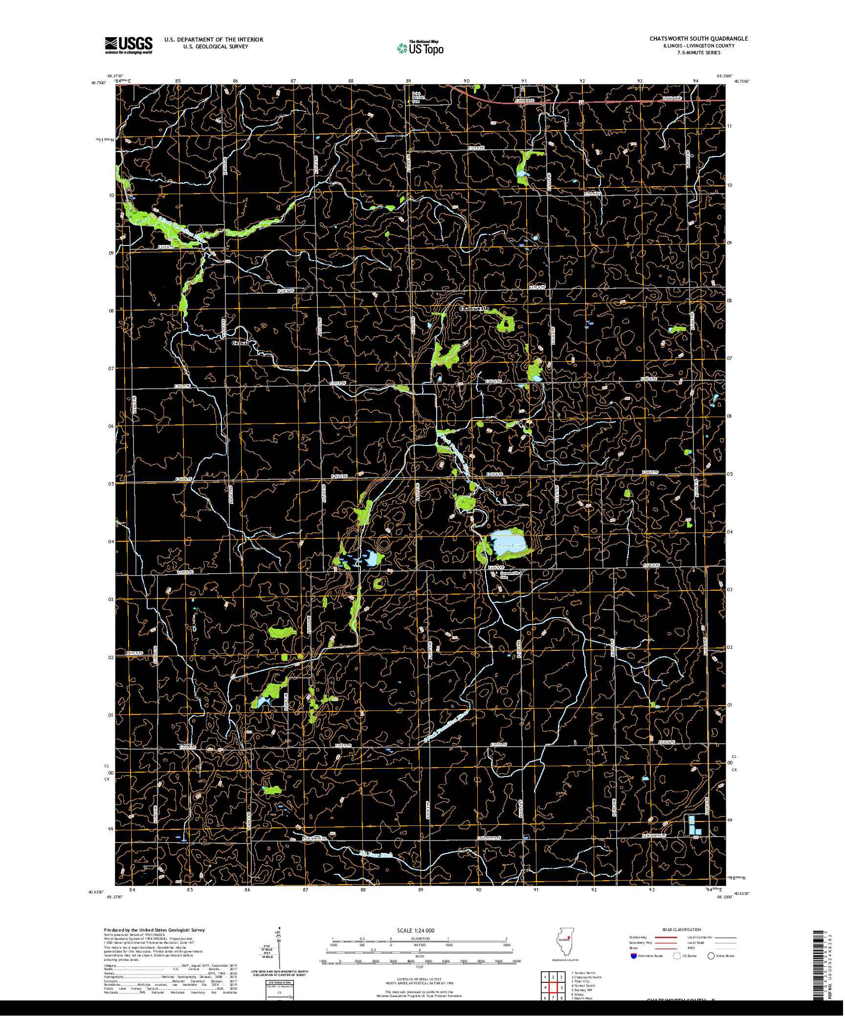 USGS US TOPO 7.5-MINUTE MAP FOR CHATSWORTH SOUTH, IL 2021