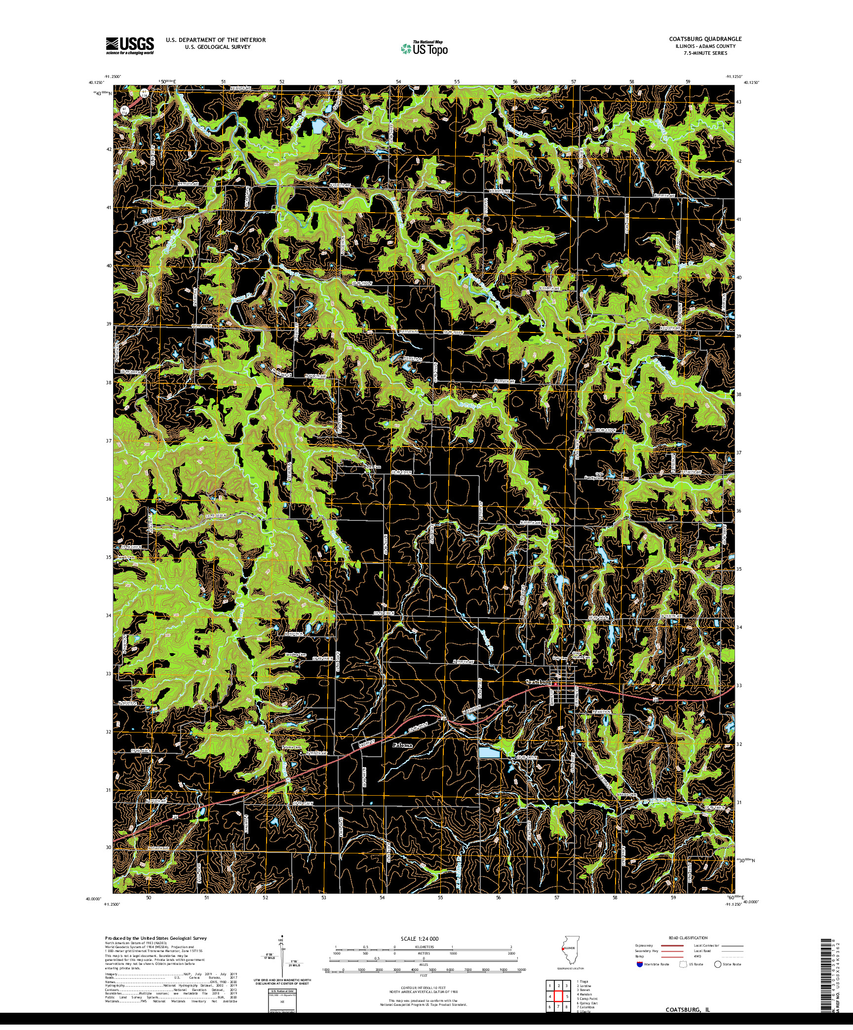 USGS US TOPO 7.5-MINUTE MAP FOR COATSBURG, IL 2021