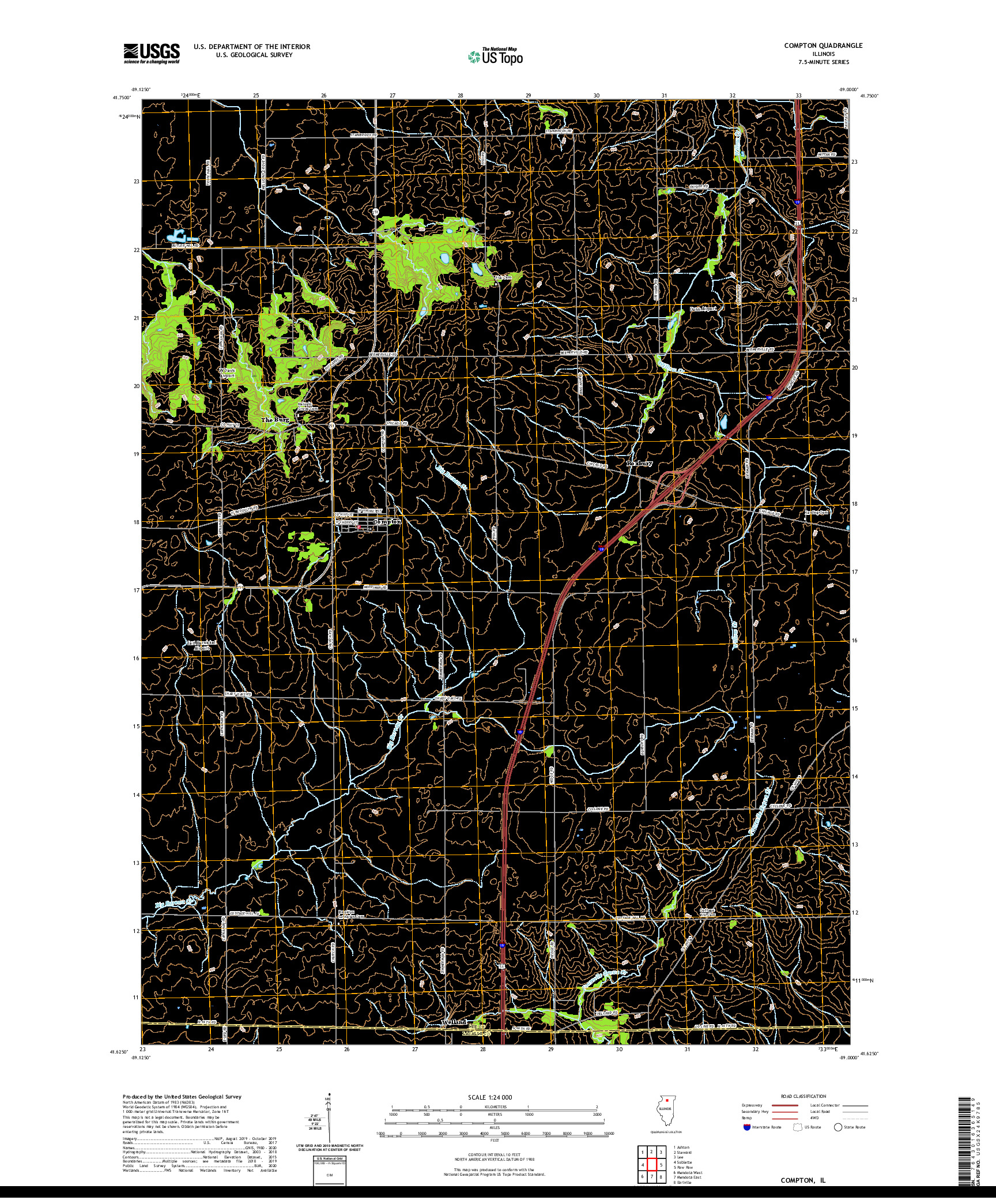 USGS US TOPO 7.5-MINUTE MAP FOR COMPTON, IL 2021