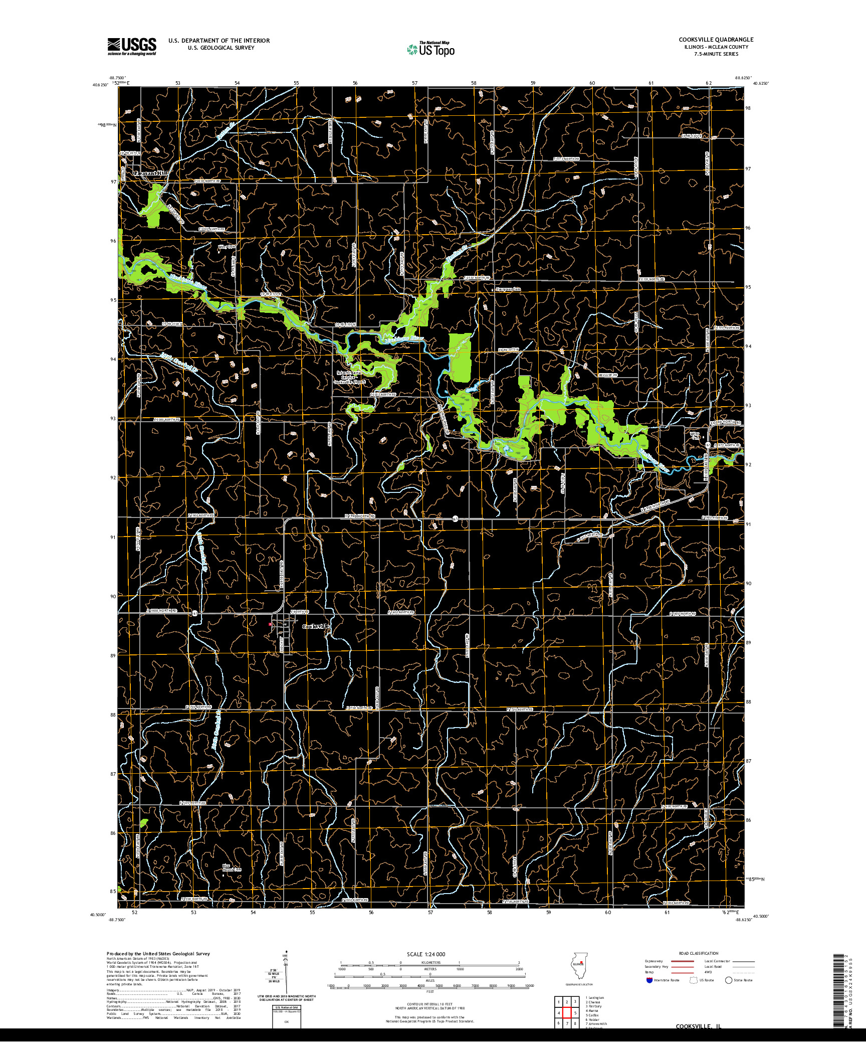USGS US TOPO 7.5-MINUTE MAP FOR COOKSVILLE, IL 2021