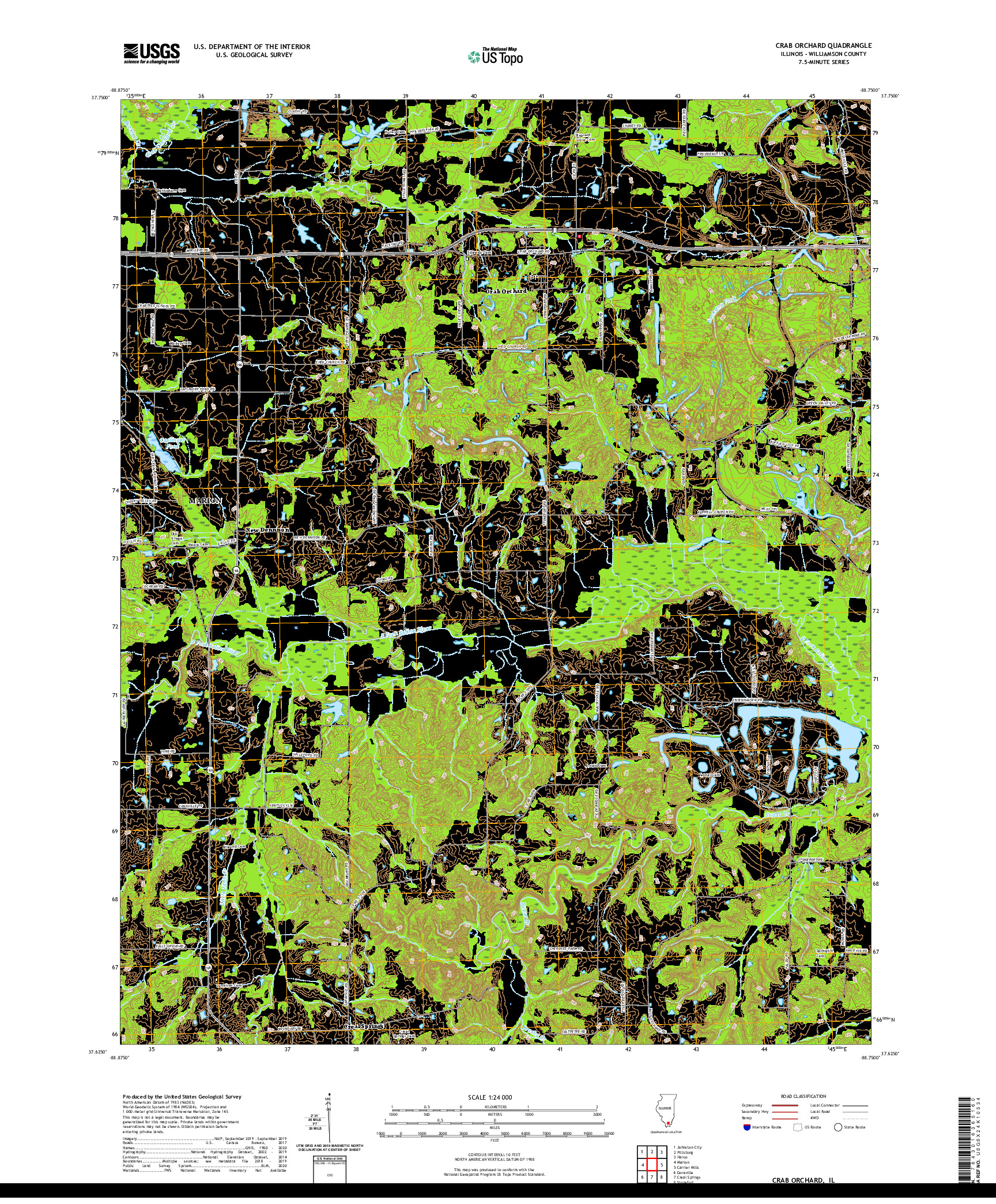 USGS US TOPO 7.5-MINUTE MAP FOR CRAB ORCHARD, IL 2021