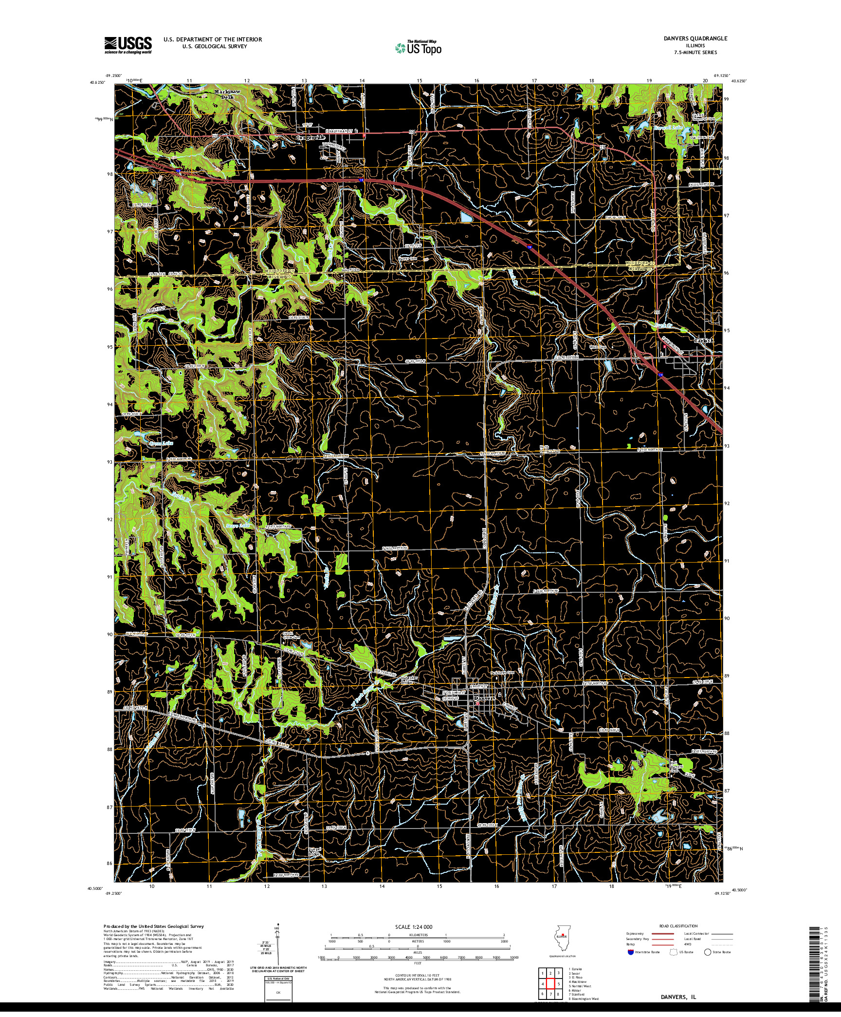 USGS US TOPO 7.5-MINUTE MAP FOR DANVERS, IL 2021