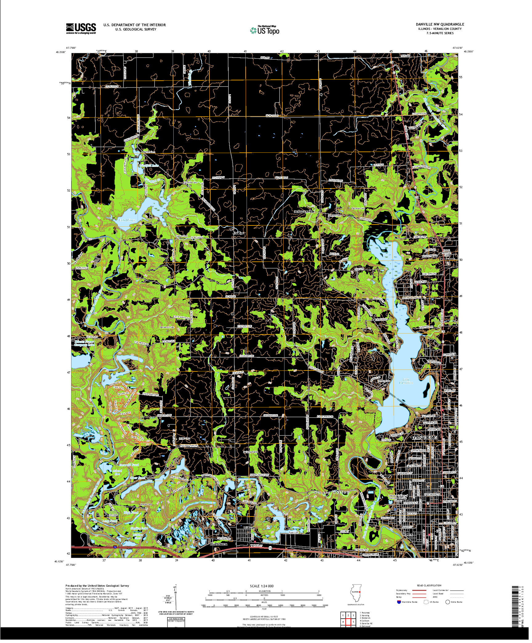 USGS US TOPO 7.5-MINUTE MAP FOR DANVILLE NW, IL 2021