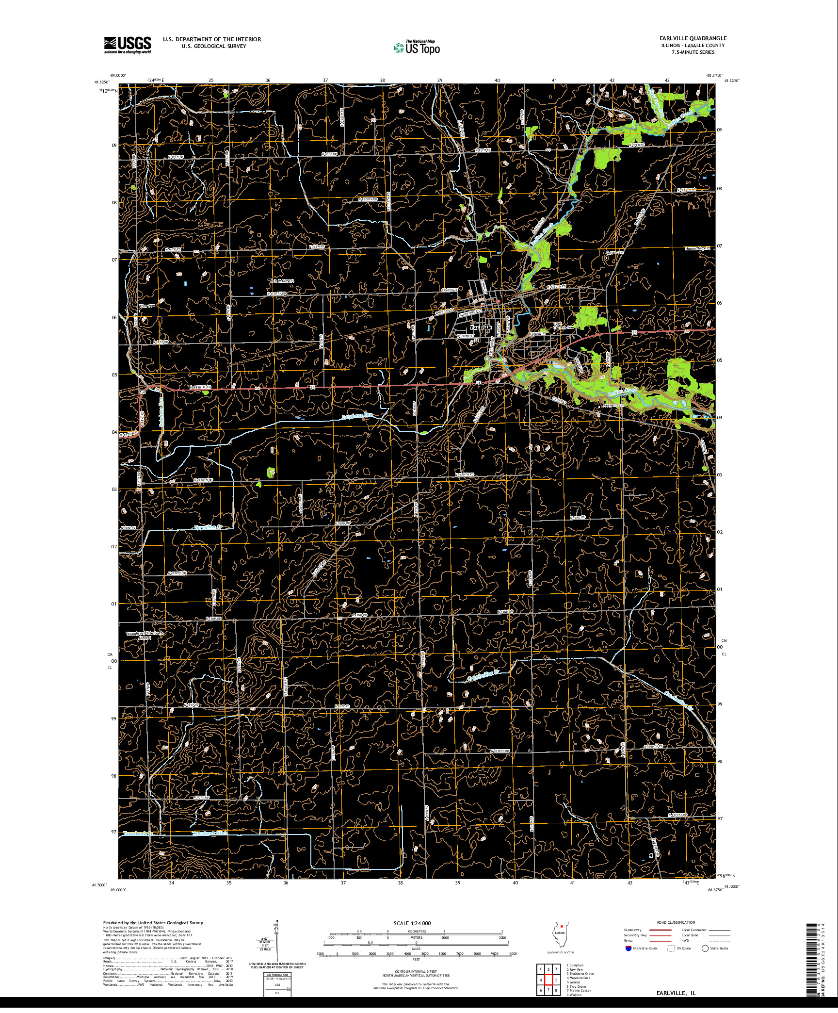 USGS US TOPO 7.5-MINUTE MAP FOR EARLVILLE, IL 2021