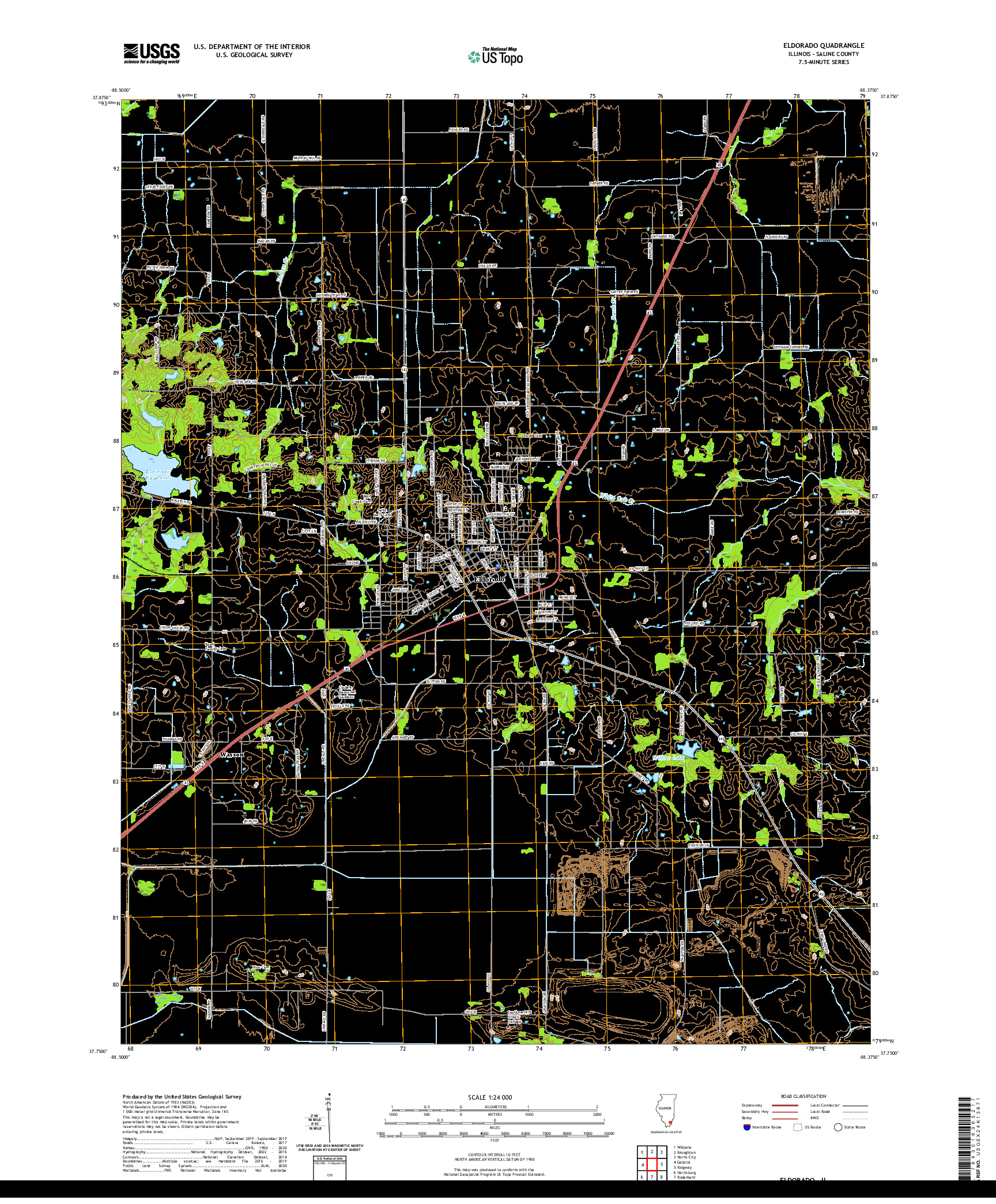 USGS US TOPO 7.5-MINUTE MAP FOR ELDORADO, IL 2021