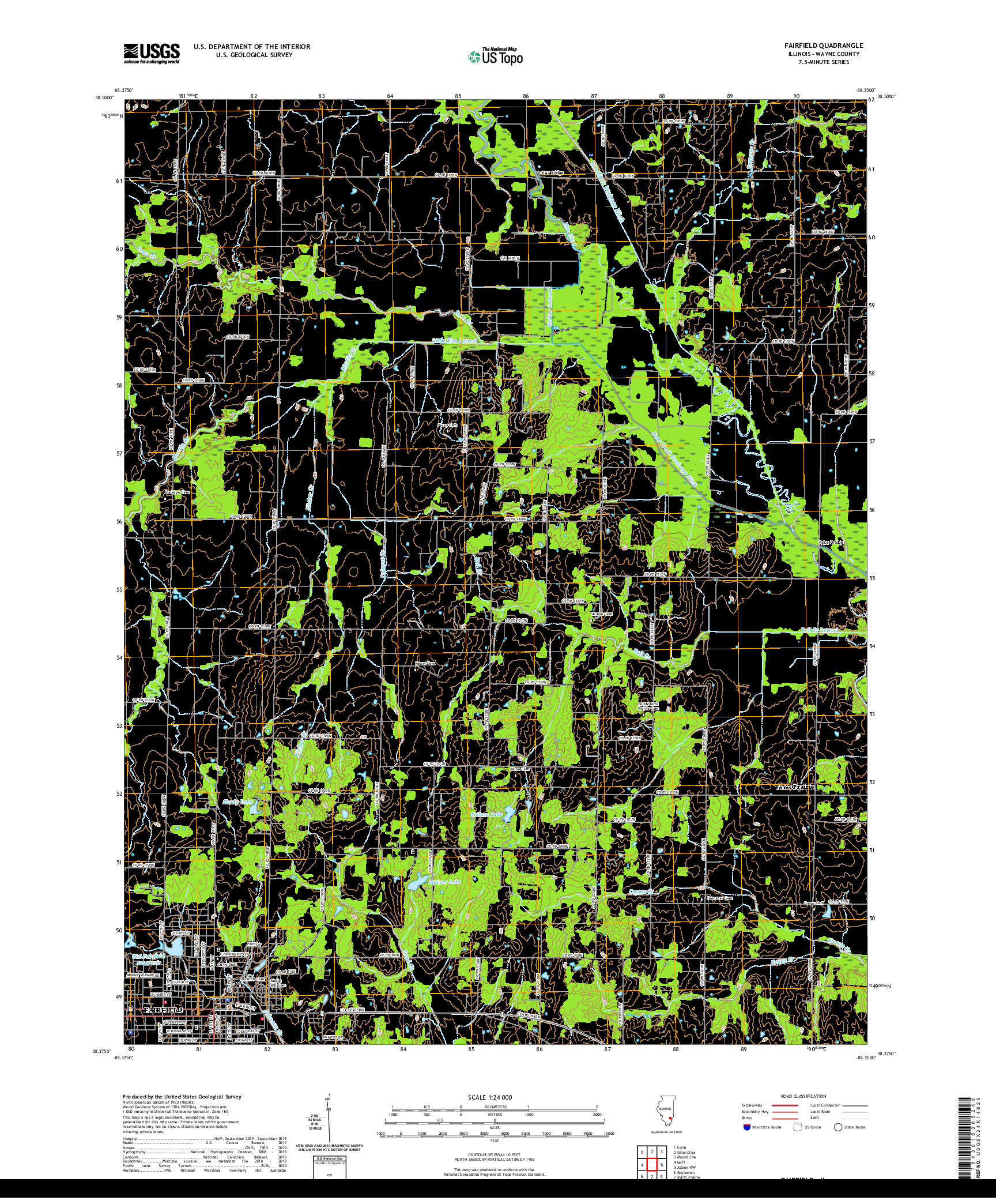 USGS US TOPO 7.5-MINUTE MAP FOR FAIRFIELD, IL 2021