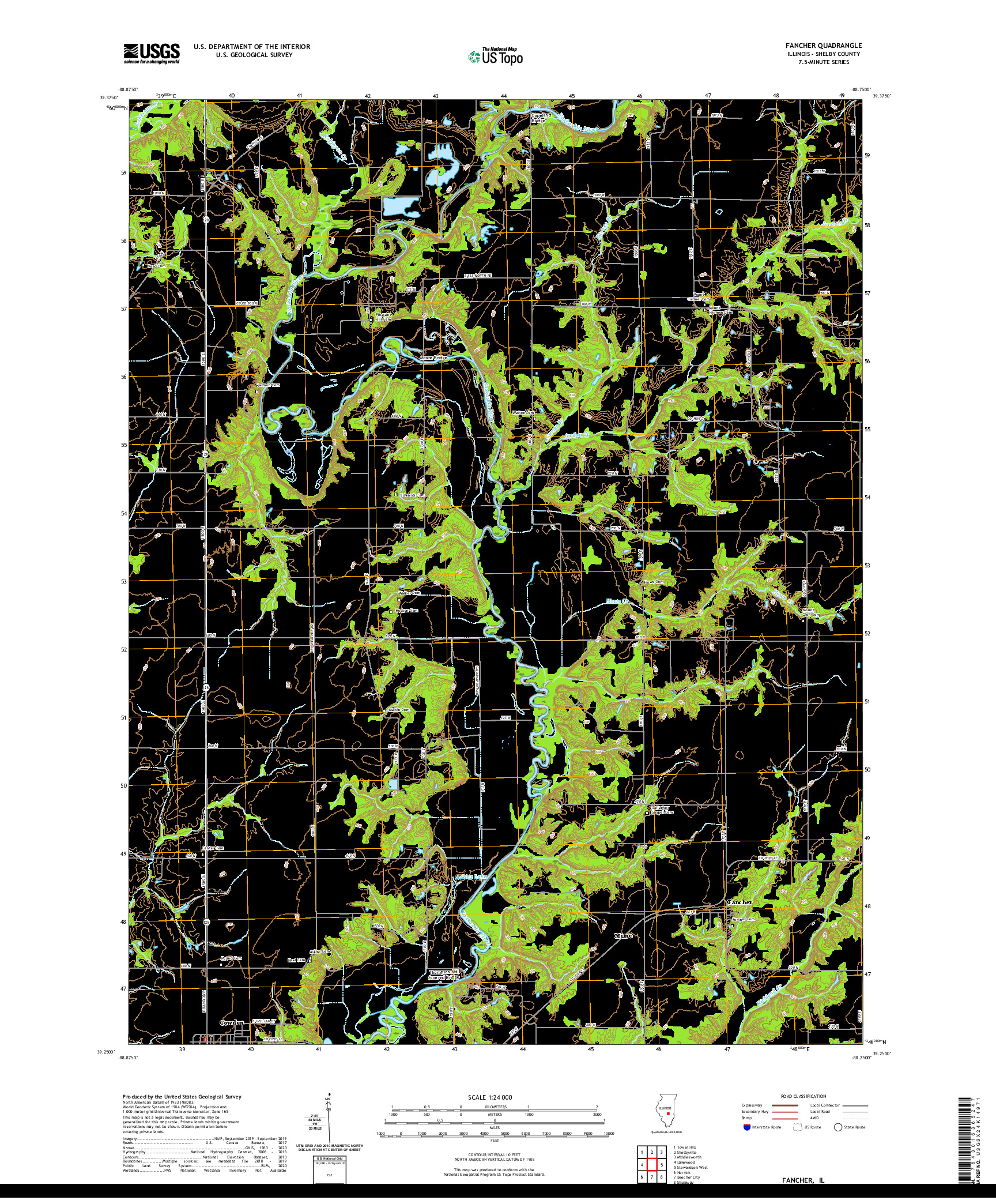 USGS US TOPO 7.5-MINUTE MAP FOR FANCHER, IL 2021