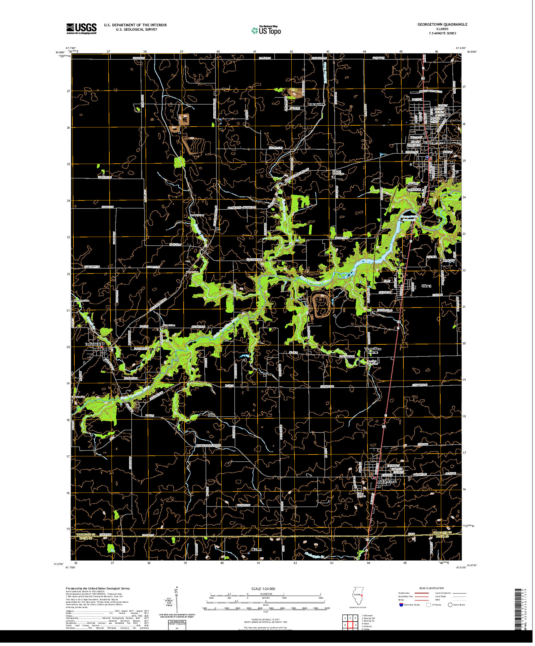 USGS US TOPO 7.5-MINUTE MAP FOR GEORGETOWN, IL 2021