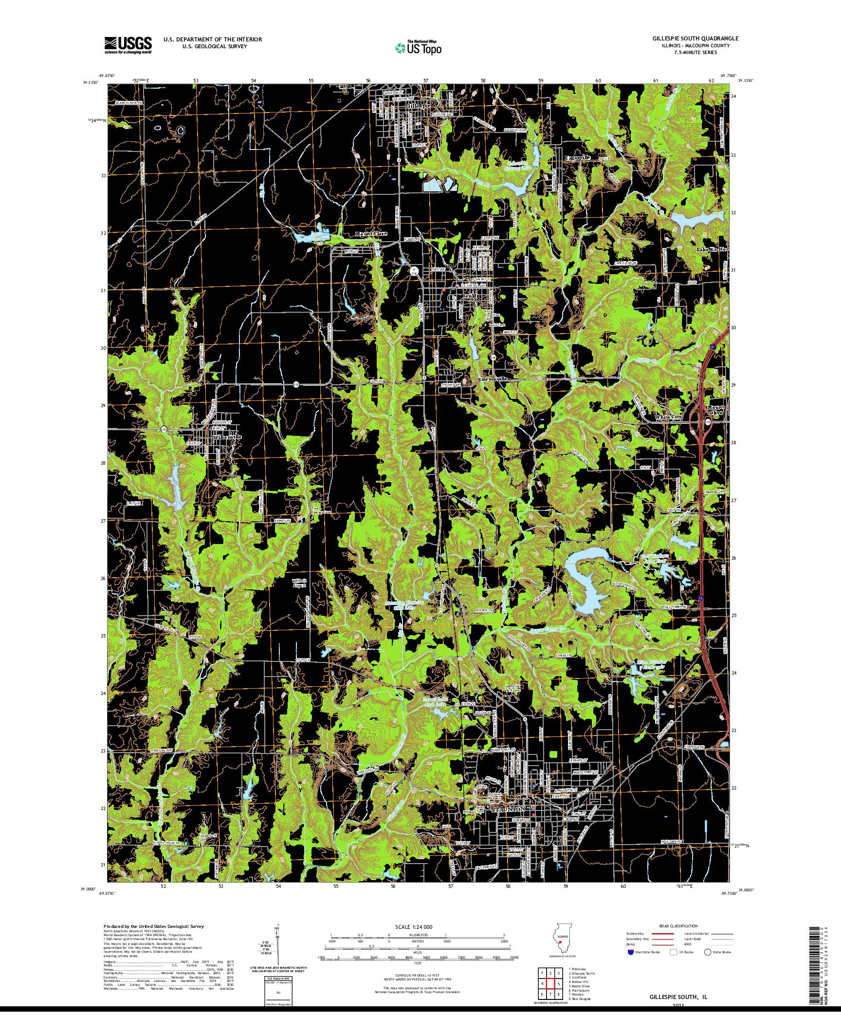 USGS US TOPO 7.5-MINUTE MAP FOR GILLESPIE SOUTH, IL 2021