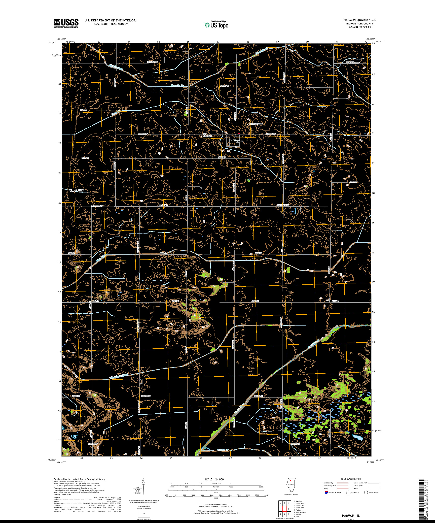 USGS US TOPO 7.5-MINUTE MAP FOR HARMON, IL 2021