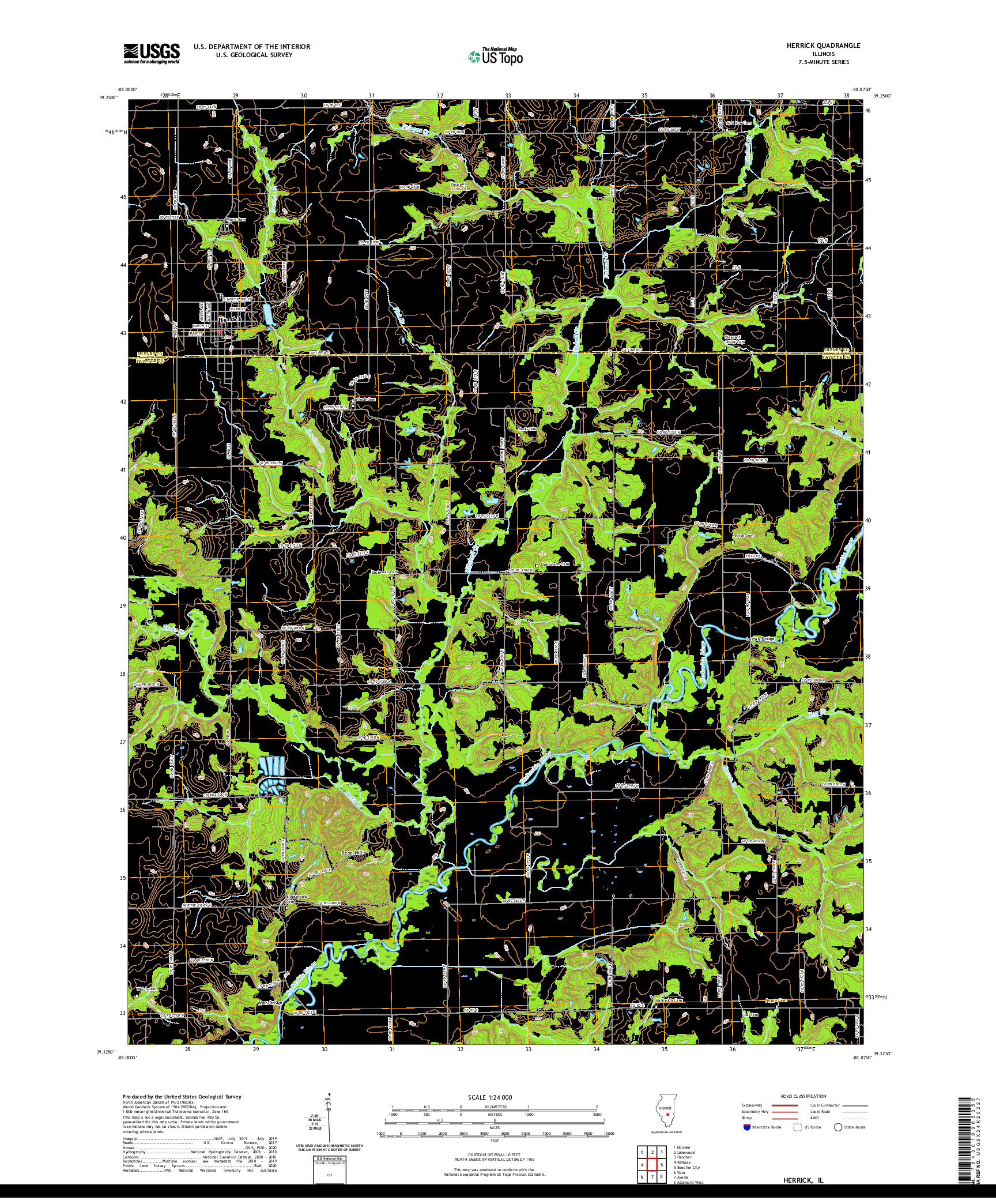 USGS US TOPO 7.5-MINUTE MAP FOR HERRICK, IL 2021