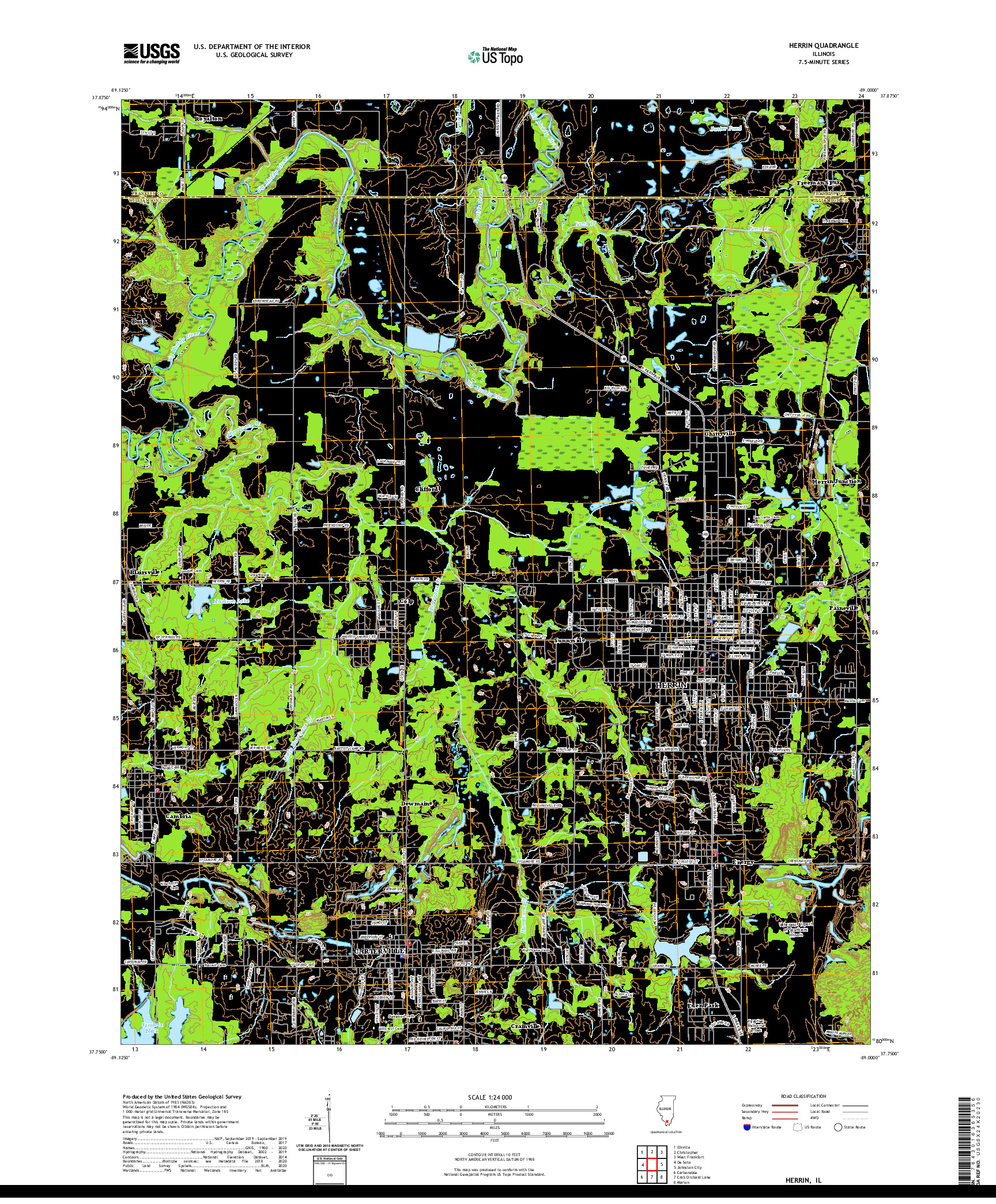 USGS US TOPO 7.5-MINUTE MAP FOR HERRIN, IL 2021